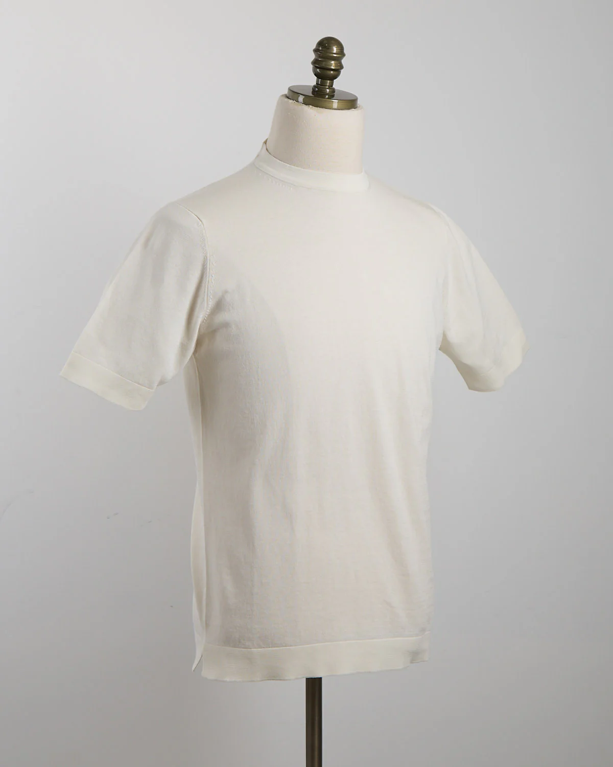 Off White Straight Bottom Fine Knit Crewneck T-Shirt