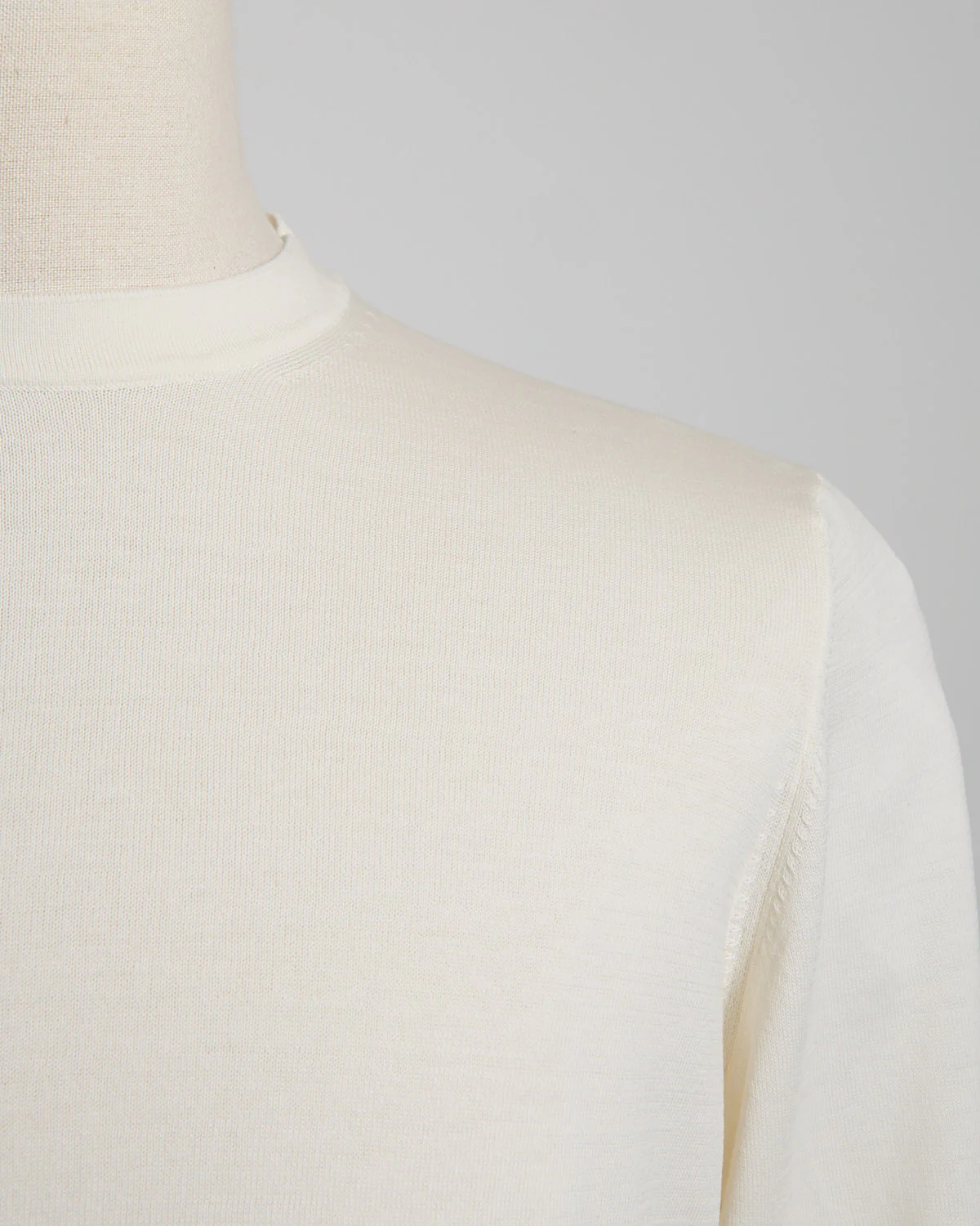 Off White Straight Bottom Fine Knit Long Sleeve Crewneck - Image 2