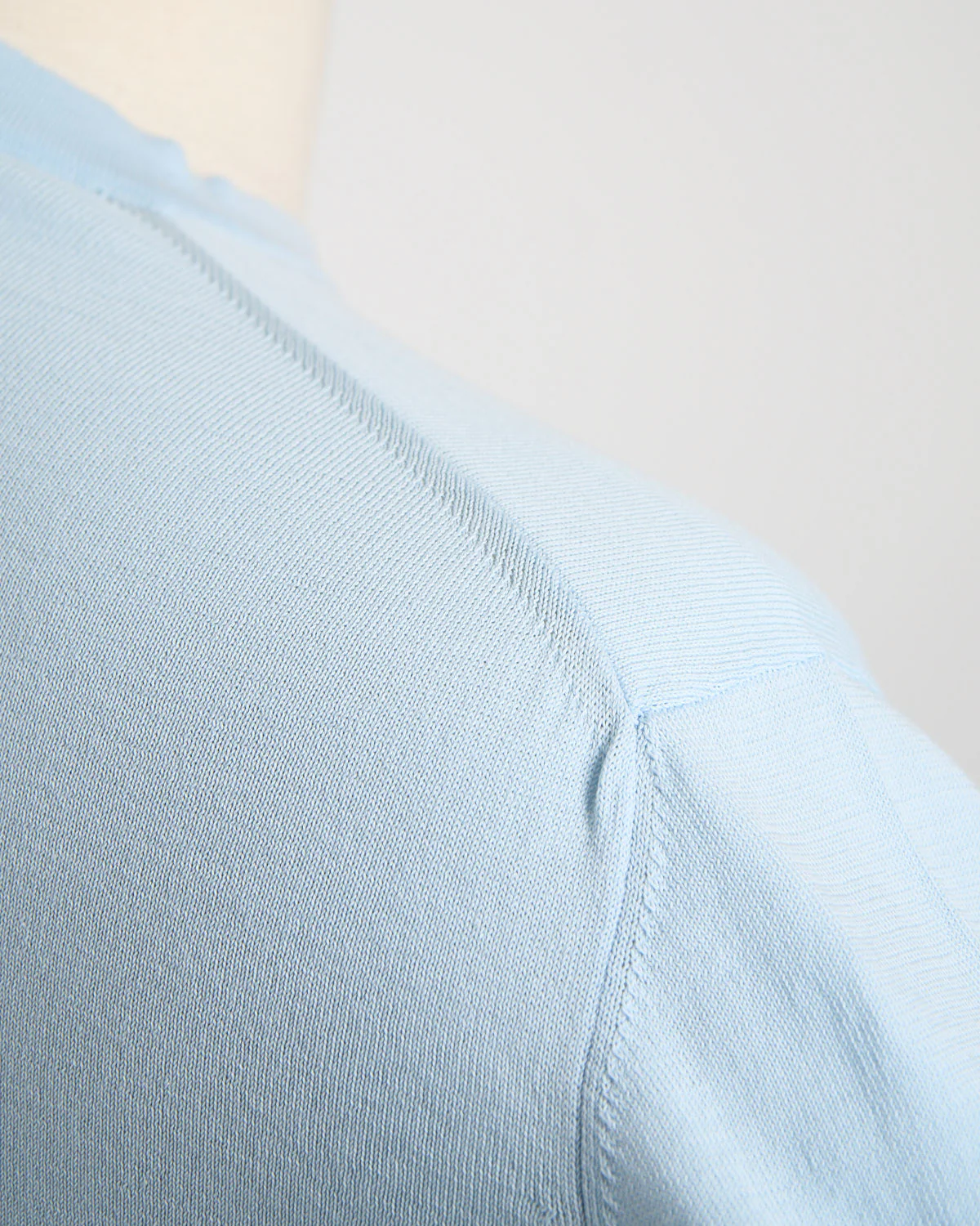 Powder Blue Straight Bottom Fine Knit Crewneck T-Shirt - Image 4