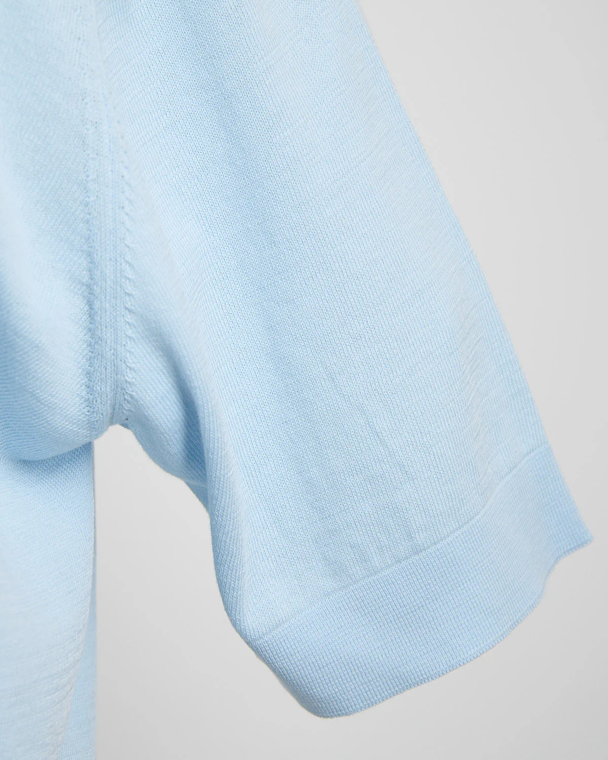 Powder Blue Straight Bottom Fine Knit Crewneck T-Shirt - Image 5