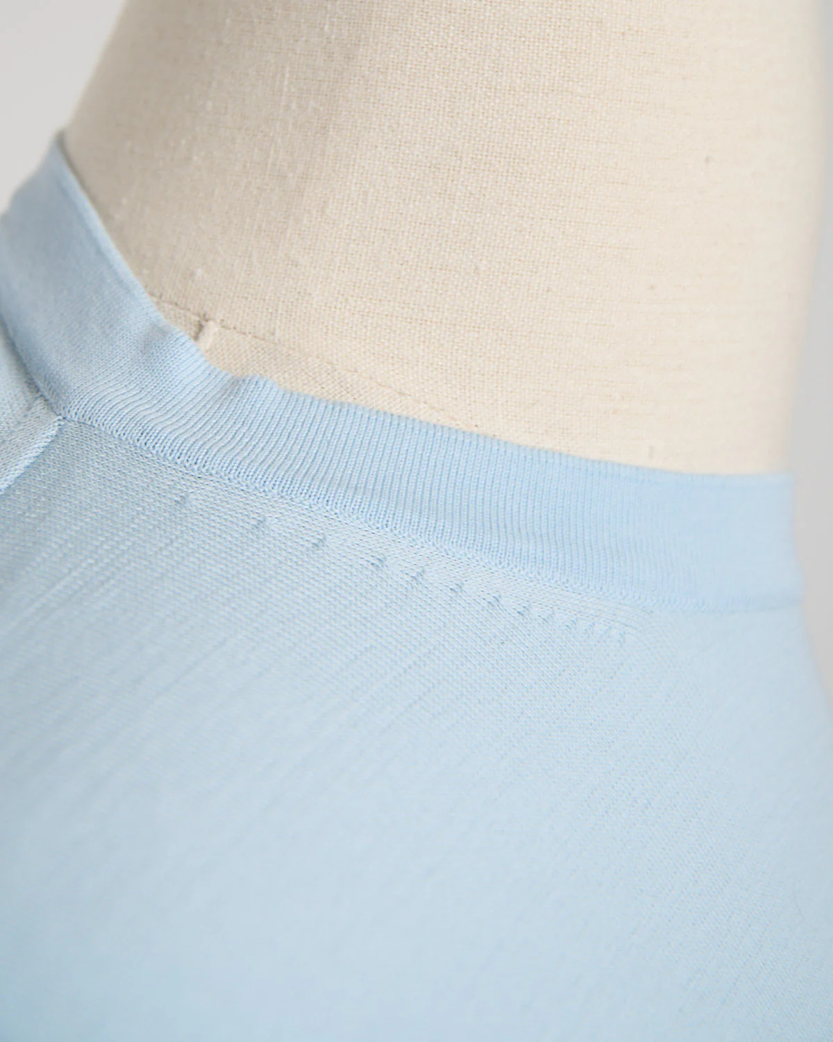 Powder Blue Straight Bottom Fine Knit Crewneck T-Shirt - Image 7