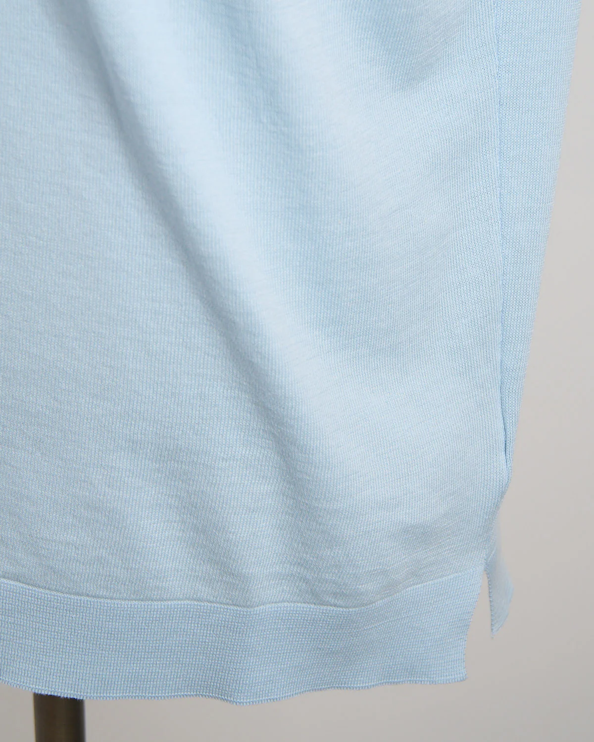 Powder Blue Straight Bottom Fine Knit Crewneck T-Shirt - Image 8