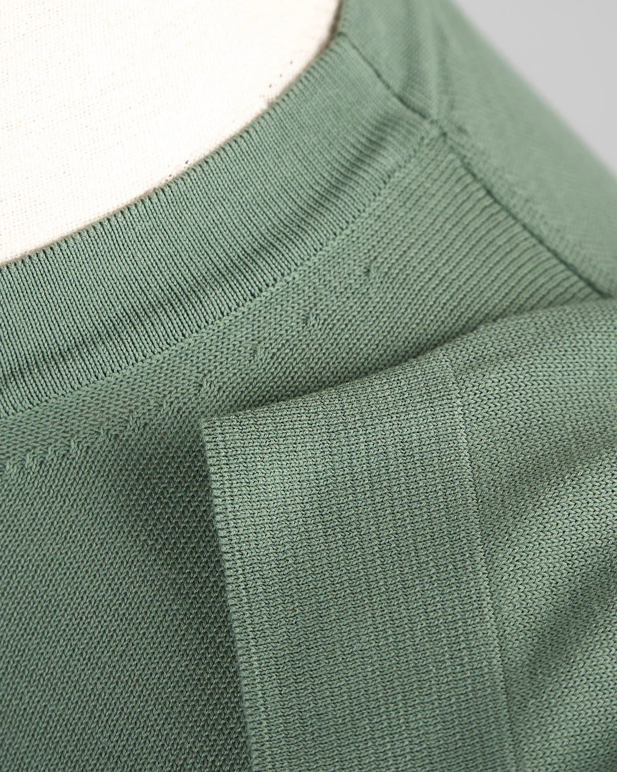 Sage Green Straight Bottom Fine Knit Long Sleeve Crewneck - Image 4