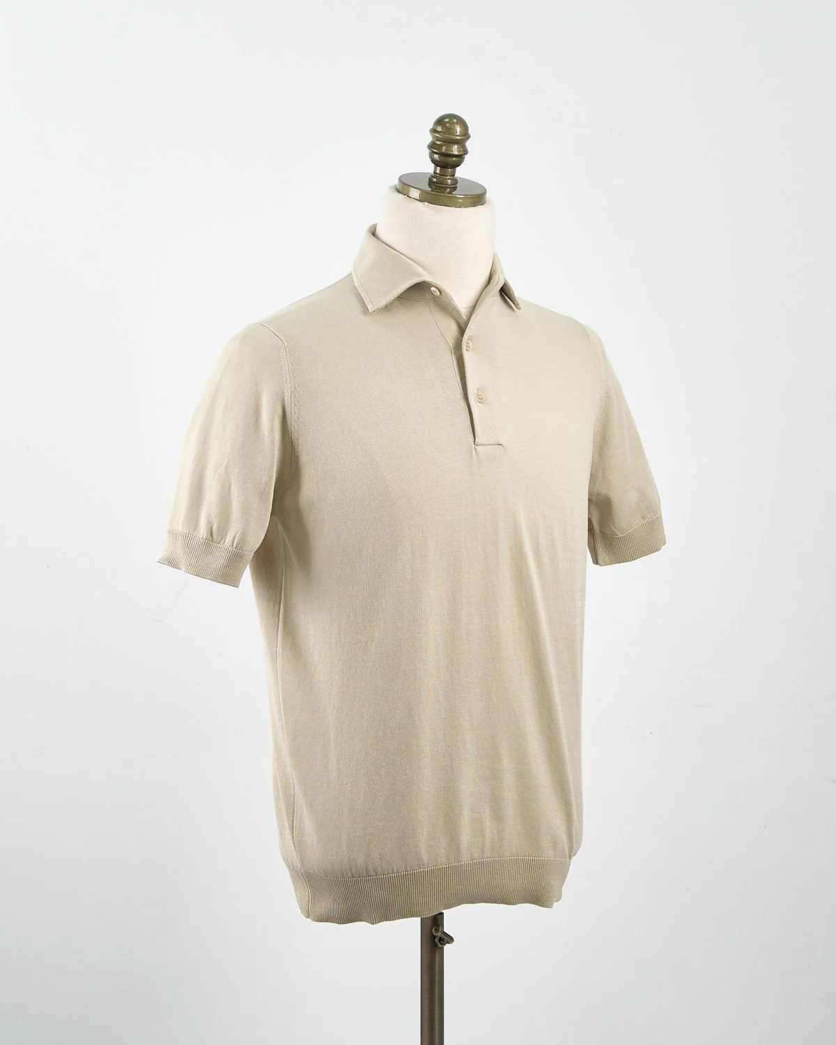 Standup Collar Crêpe Cotton Polo Shirt
