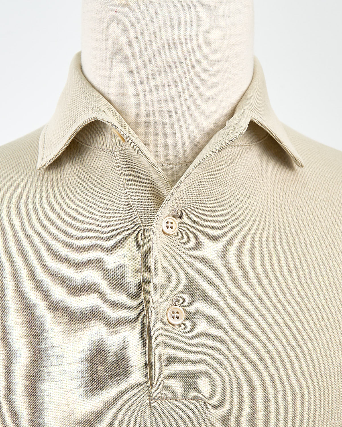 Standup Collar Crêpe Cotton Polo Shirt - Image 3