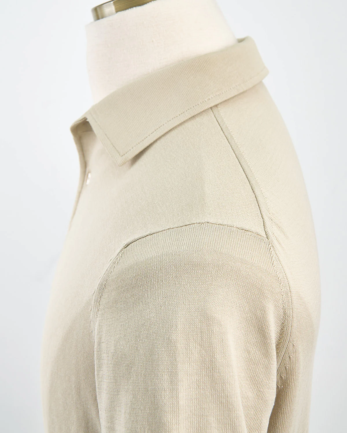 Standup Collar Crêpe Cotton Polo Shirt - Image 6