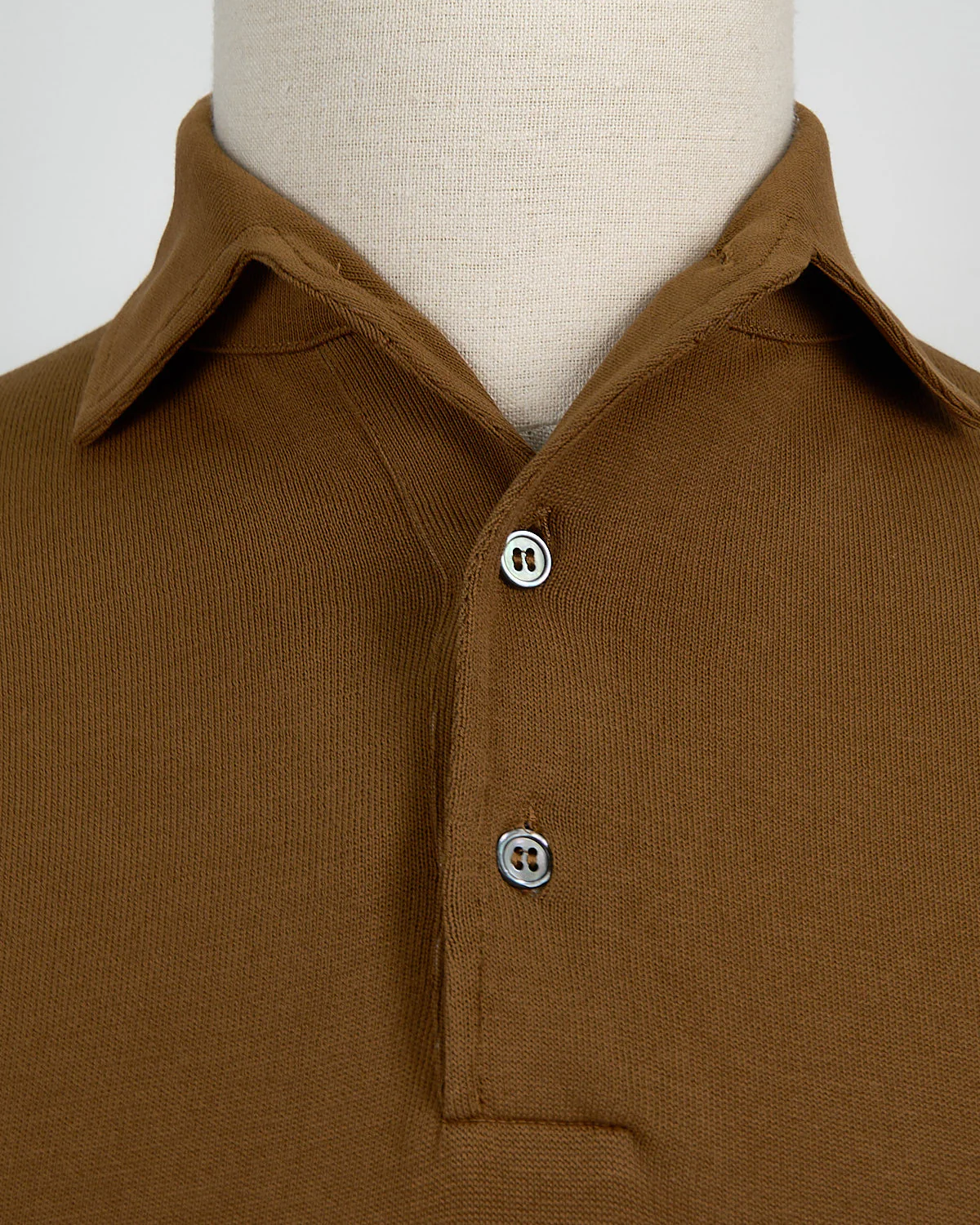 Standup Collar Crêpe Cotton Polo Shirt - Image 6