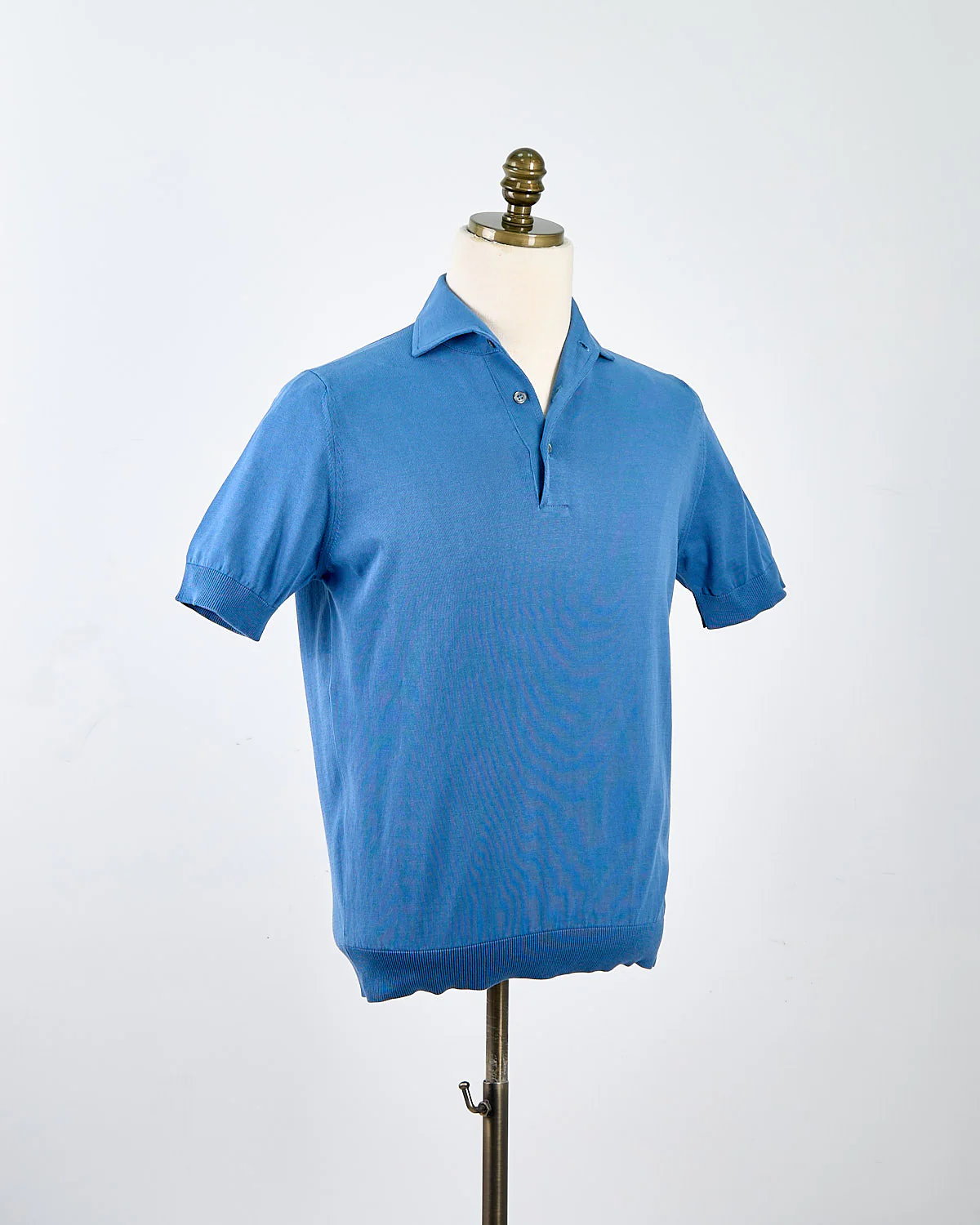 Standup Collar Crêpe Cotton Polo Shirt