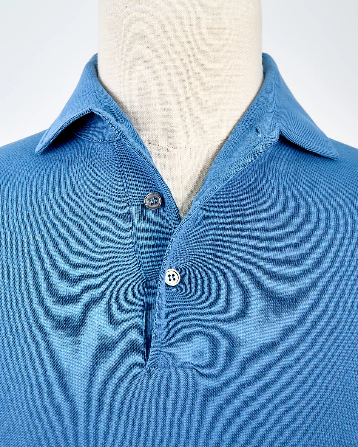 Standup Collar Crêpe Cotton Polo Shirt - Image 3