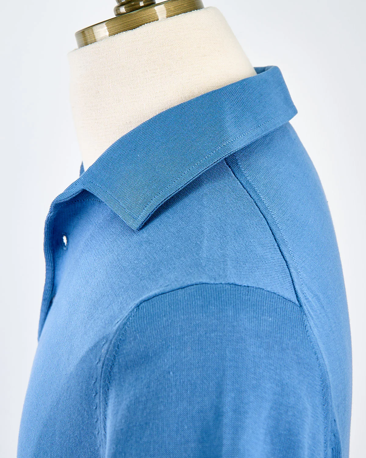 Standup Collar Crêpe Cotton Polo Shirt - Image 6