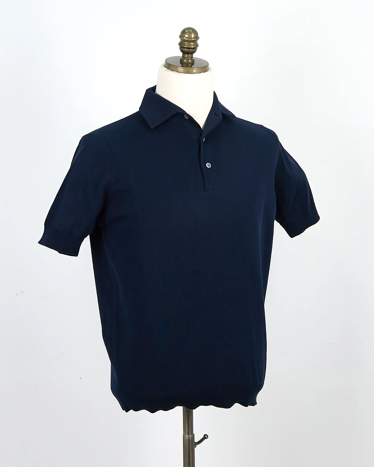 Standup Collar Crêpe Cotton Polo Shirt