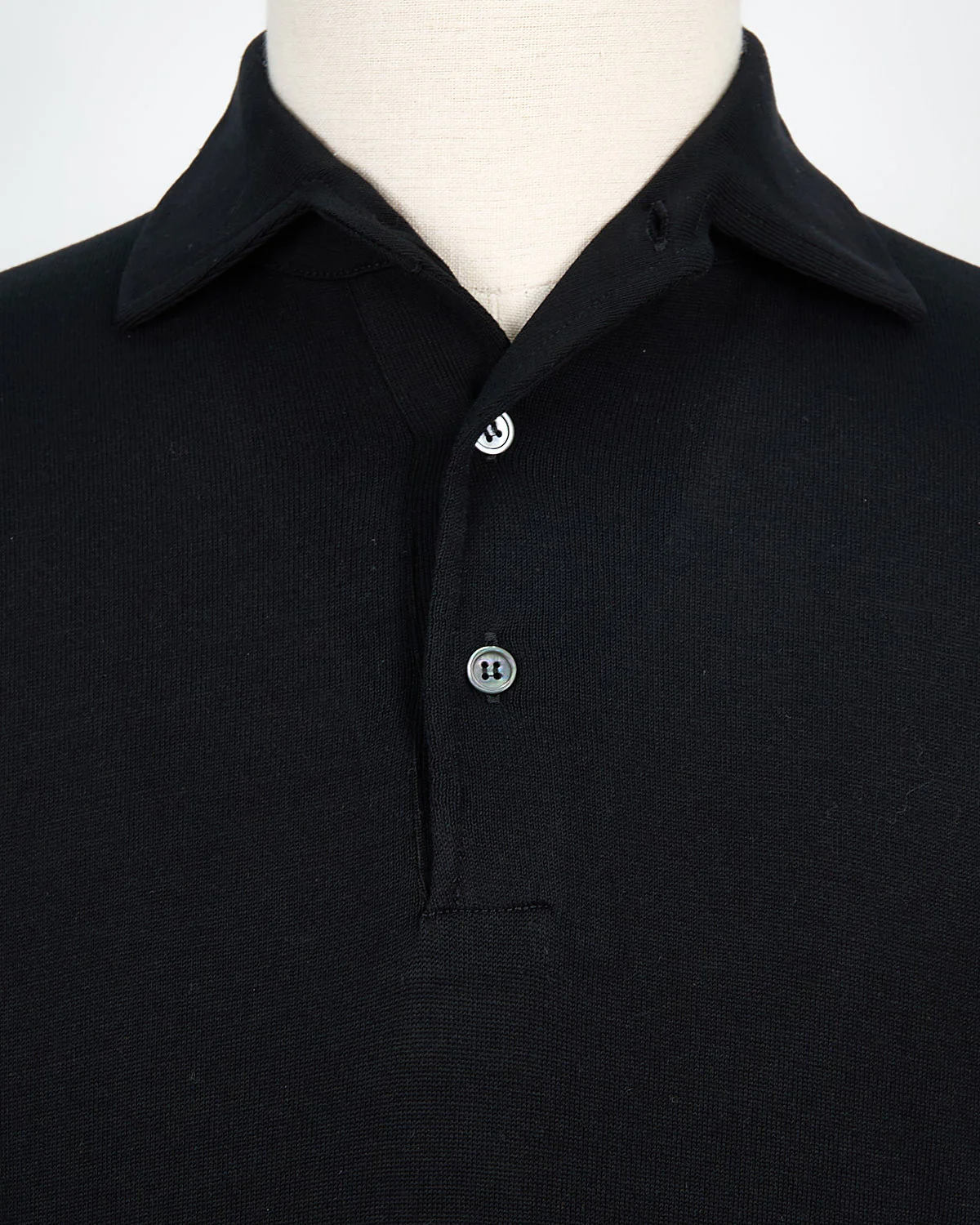 Standup Collar Crêpe Cotton Polo Shirt - Image 2
