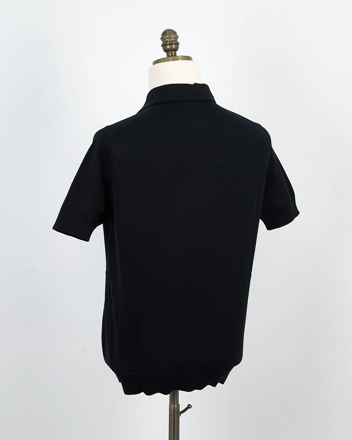 Standup Collar Crêpe Cotton Polo Shirt - Image 3