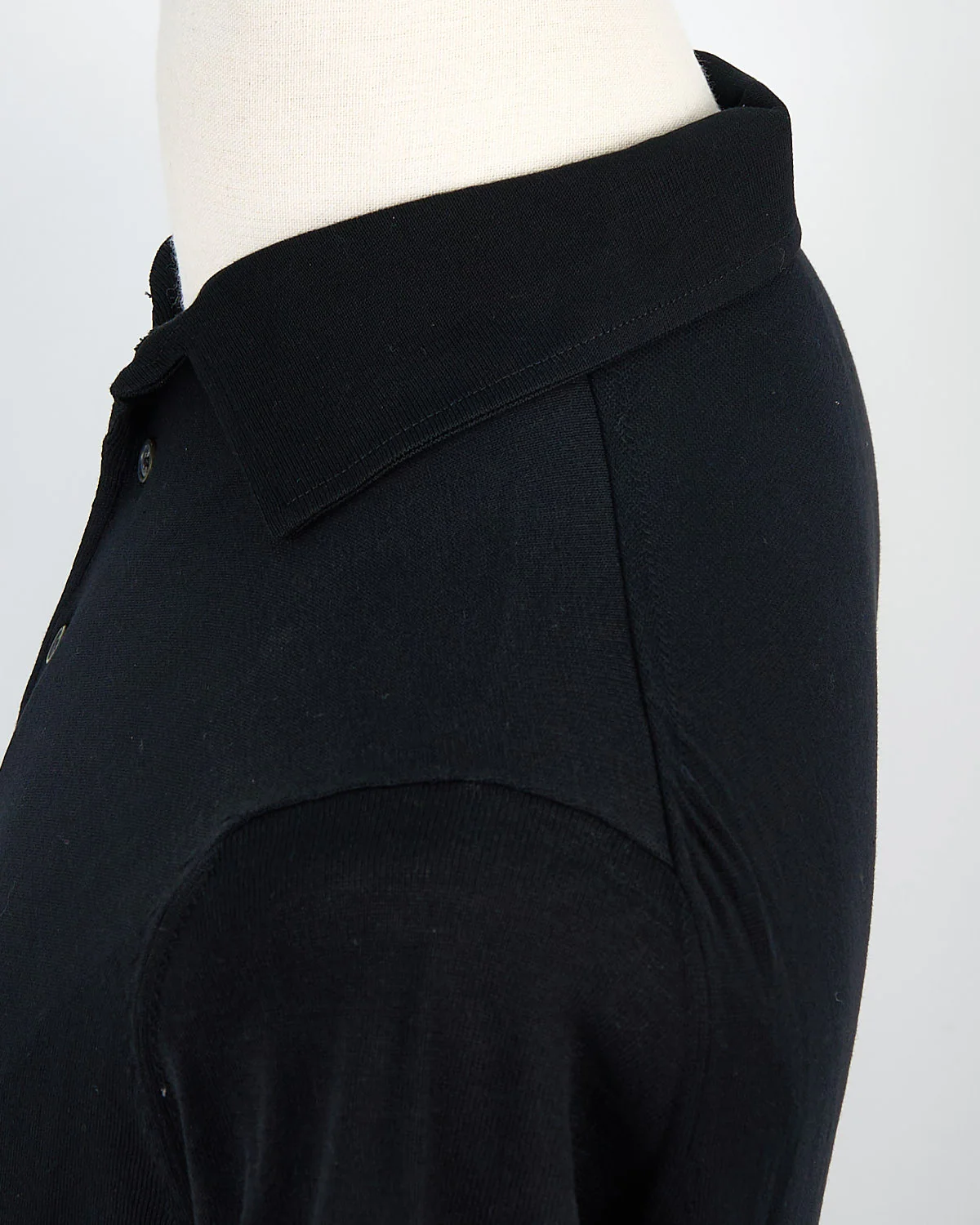 Standup Collar Crêpe Cotton Polo Shirt - Image 5