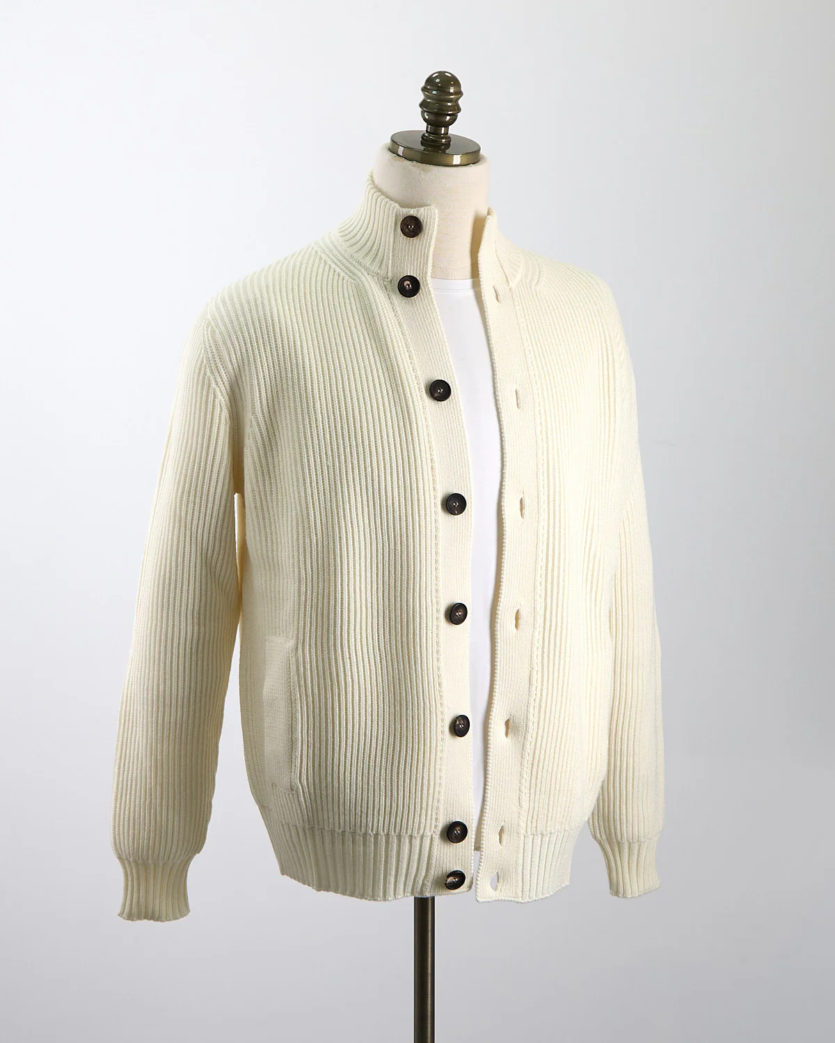 Super Soft Merino 7 Gauge Full Button Blouson Cardigan - Image 3
