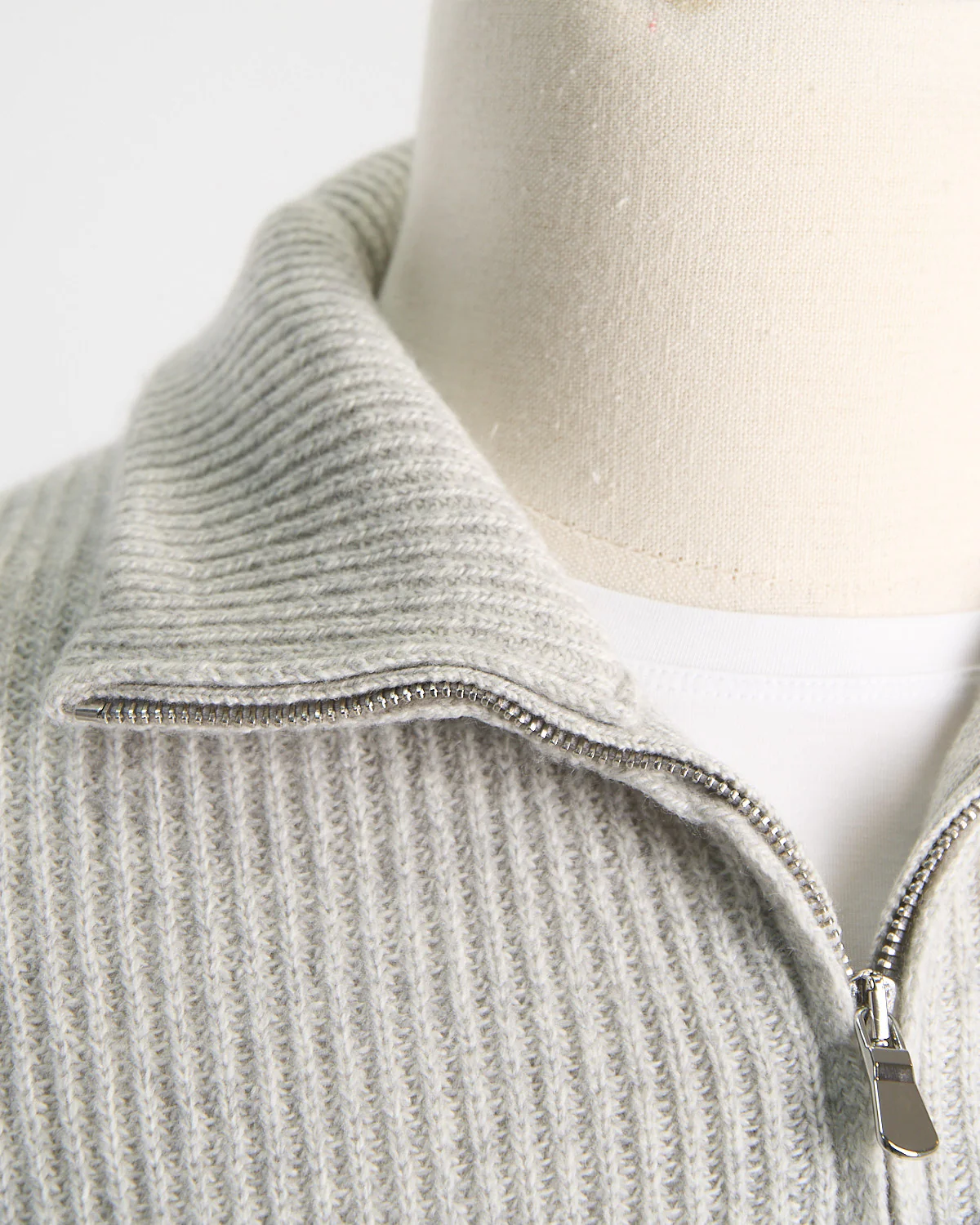 Wardrobe Staple Cashmere Blend Ribbed Quarter Zip Sweater - Image 4
