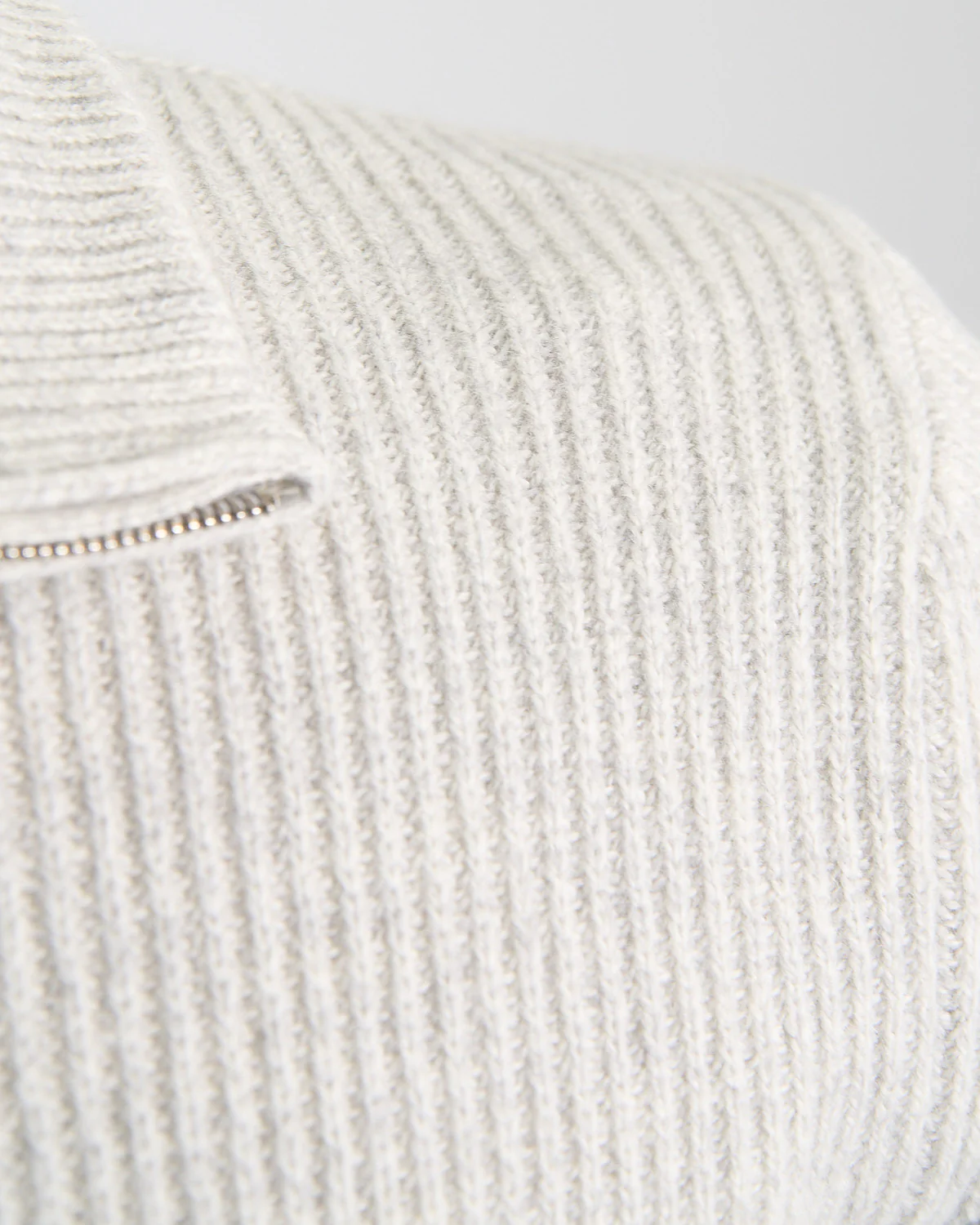 Wardrobe Staple Cashmere Blend Ribbed Quarter Zip Sweater - Image 7