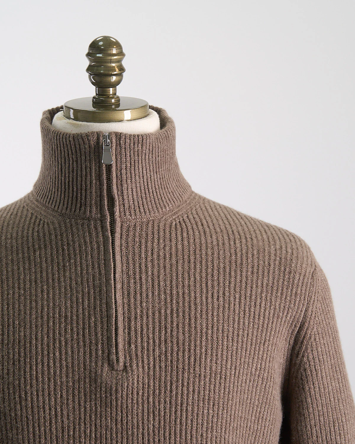 Wardrobe Staple Cashmere Blend Ribbed Quarter Zip Sweater - Image 2