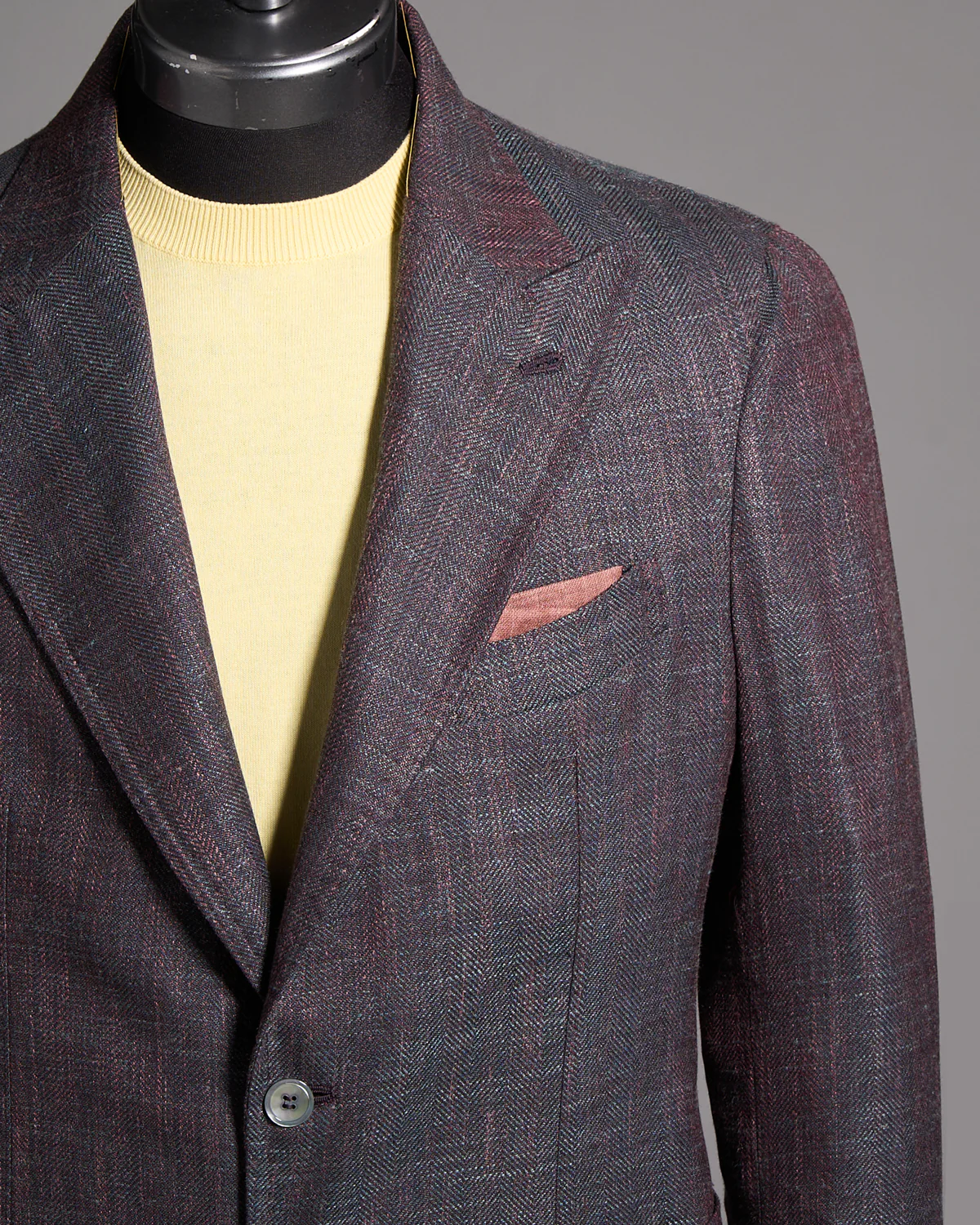 Salina Wool Silk & Linen Herrinbone Neopolitan Jacket - Image 2