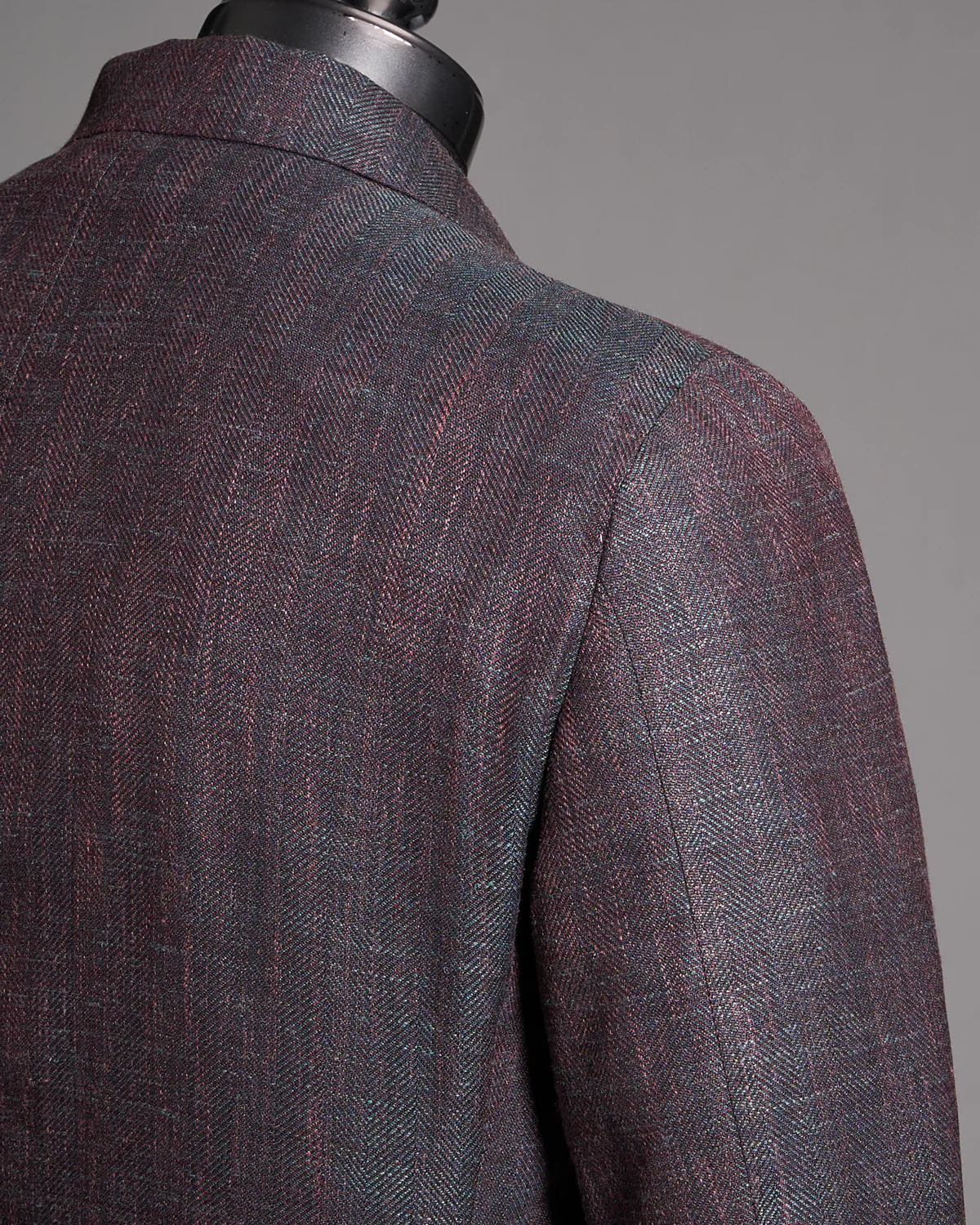 Salina Wool Silk & Linen Herrinbone Neopolitan Jacket - Image 3