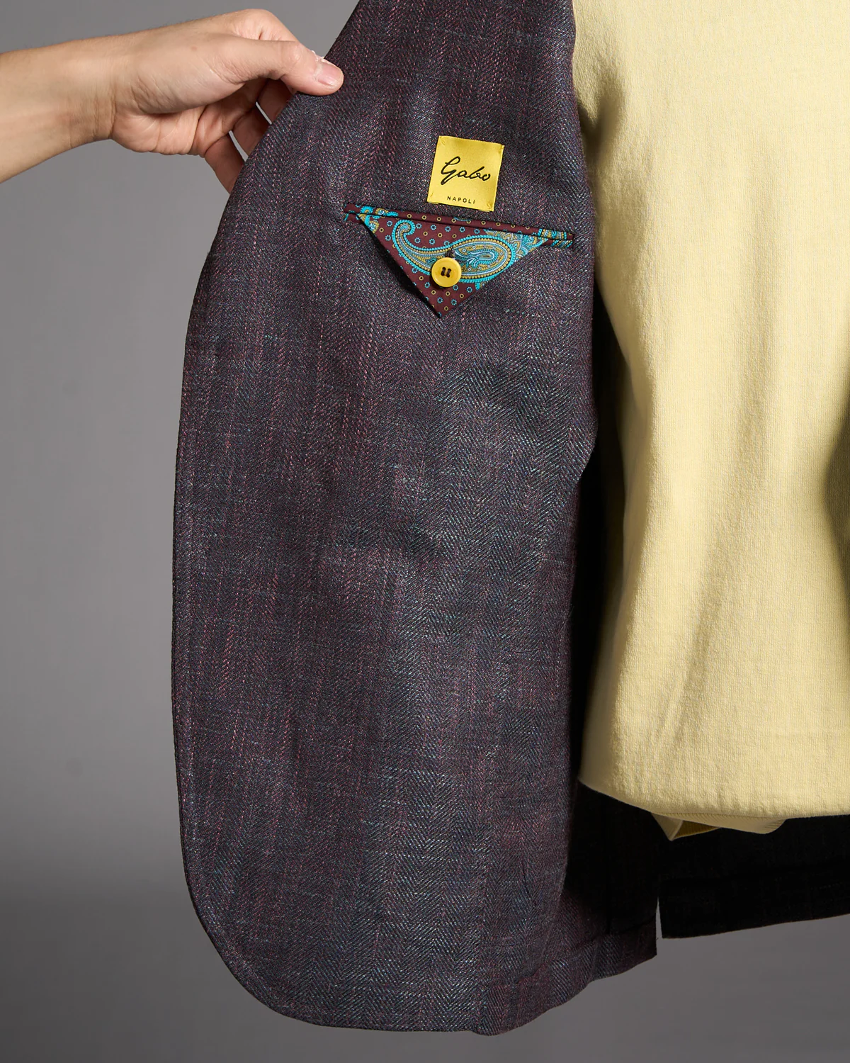 Salina Wool Silk & Linen Herrinbone Neopolitan Jacket - Image 7