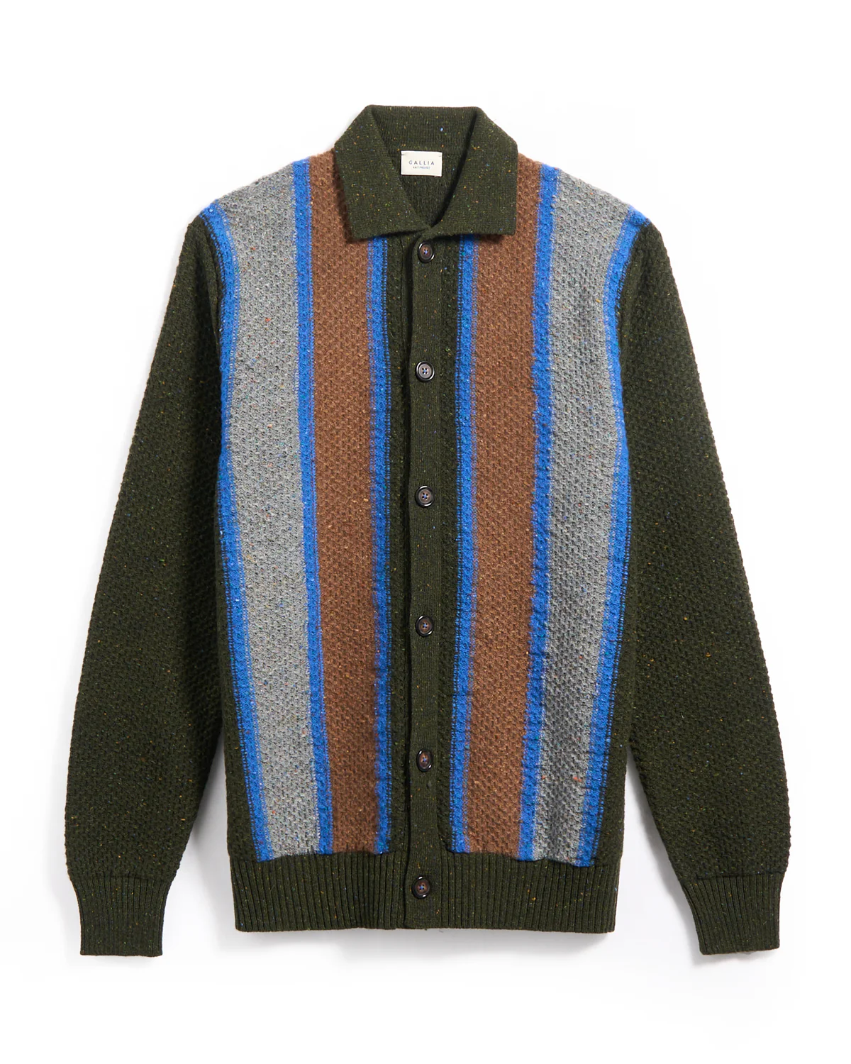 Bowling Stripe Jacquard Knit Cardigan Shirt