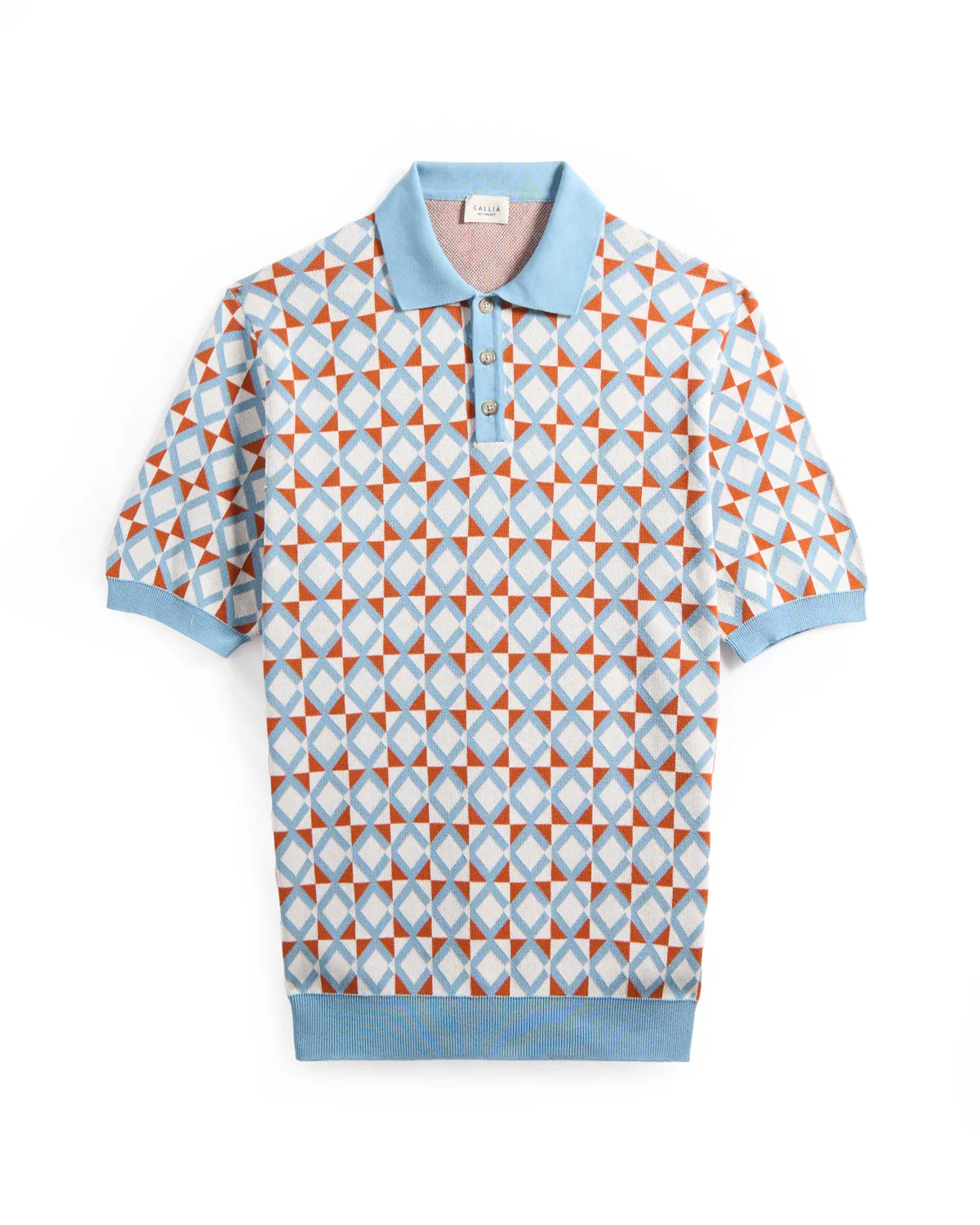 Geometric Contrast Jersey Knit Polo