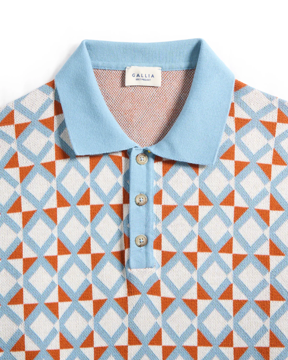Geometric Contrast Jersey Knit Polo - Image 2