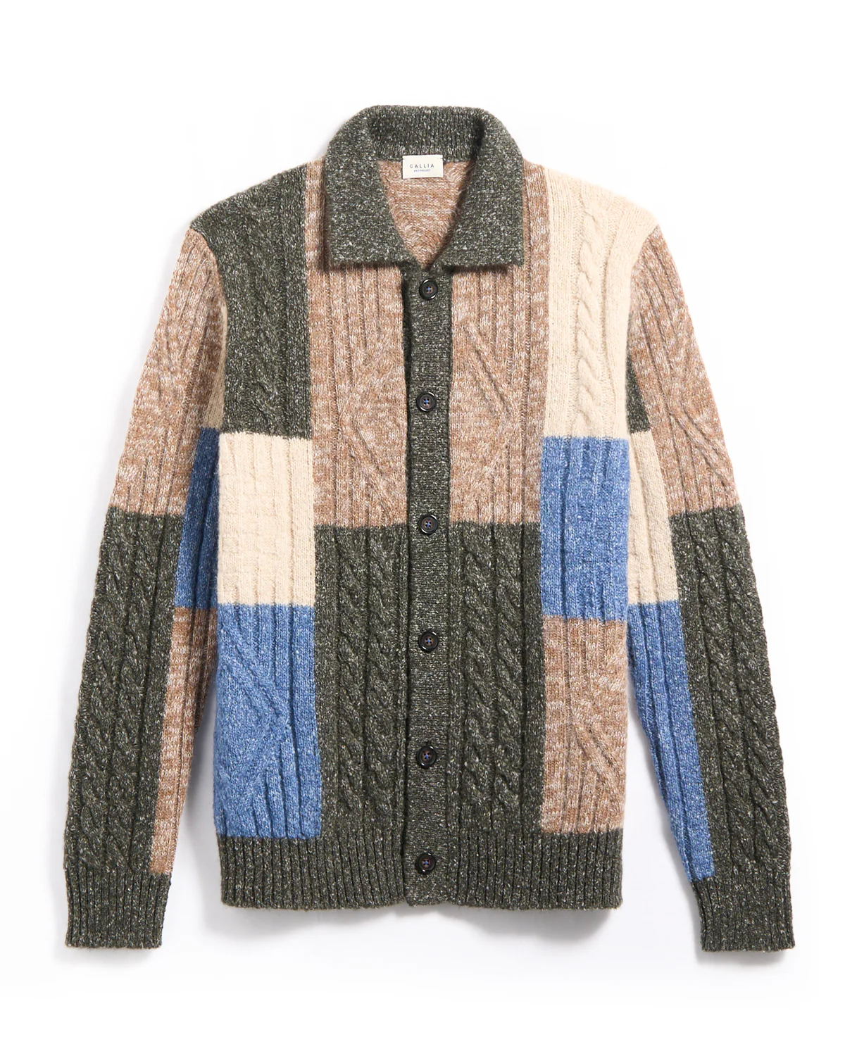 Plush Patchwork Cableknit Cardigan