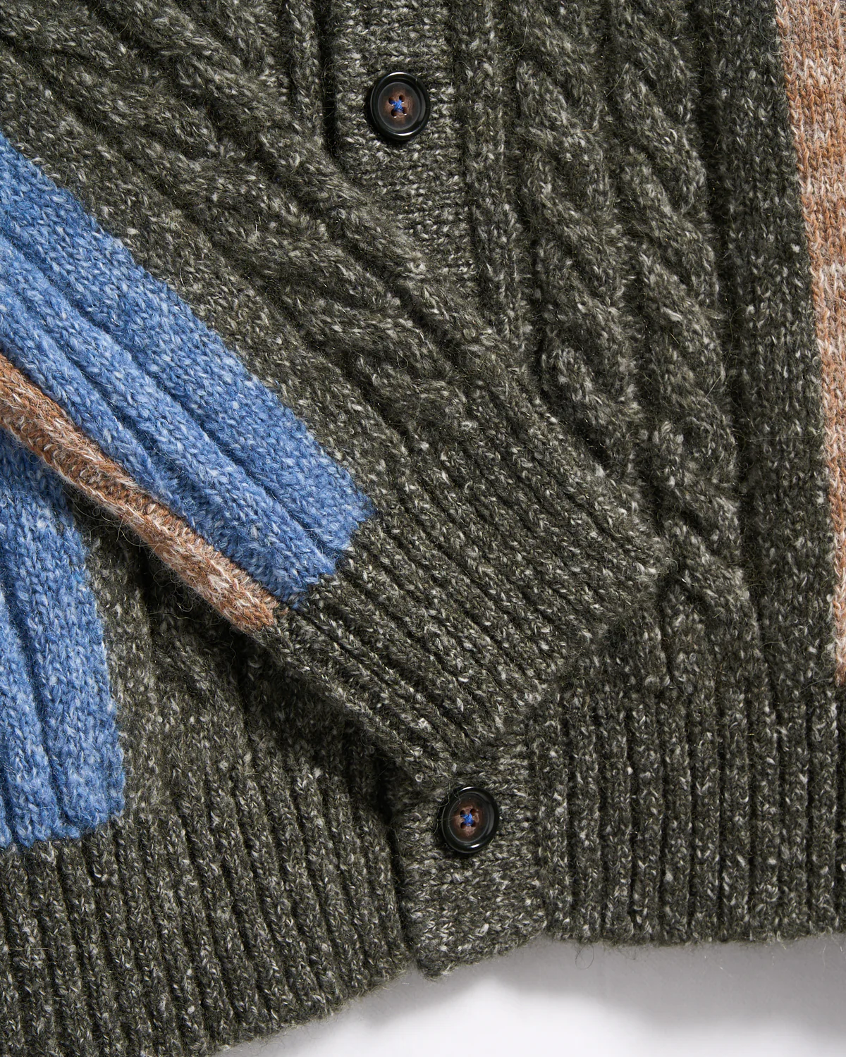 Plush Patchwork Cableknit Cardigan - Image 2