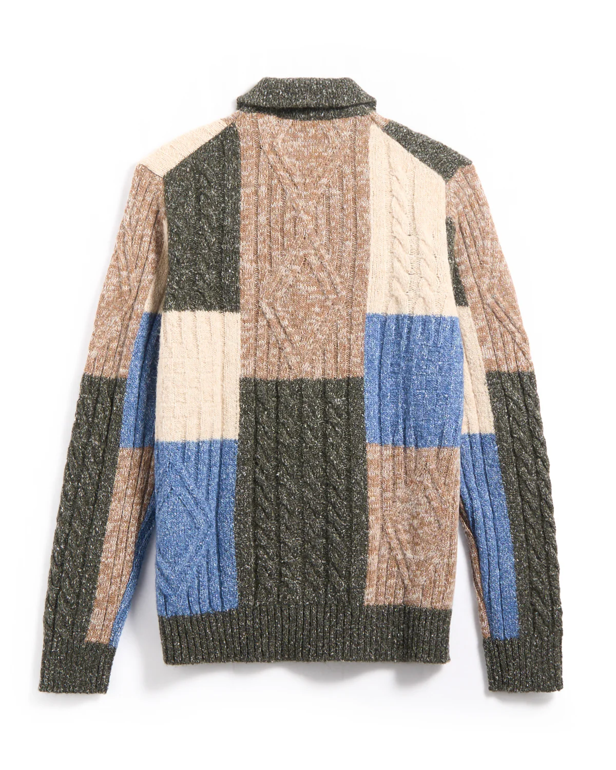 Plush Patchwork Cableknit Cardigan - Image 3