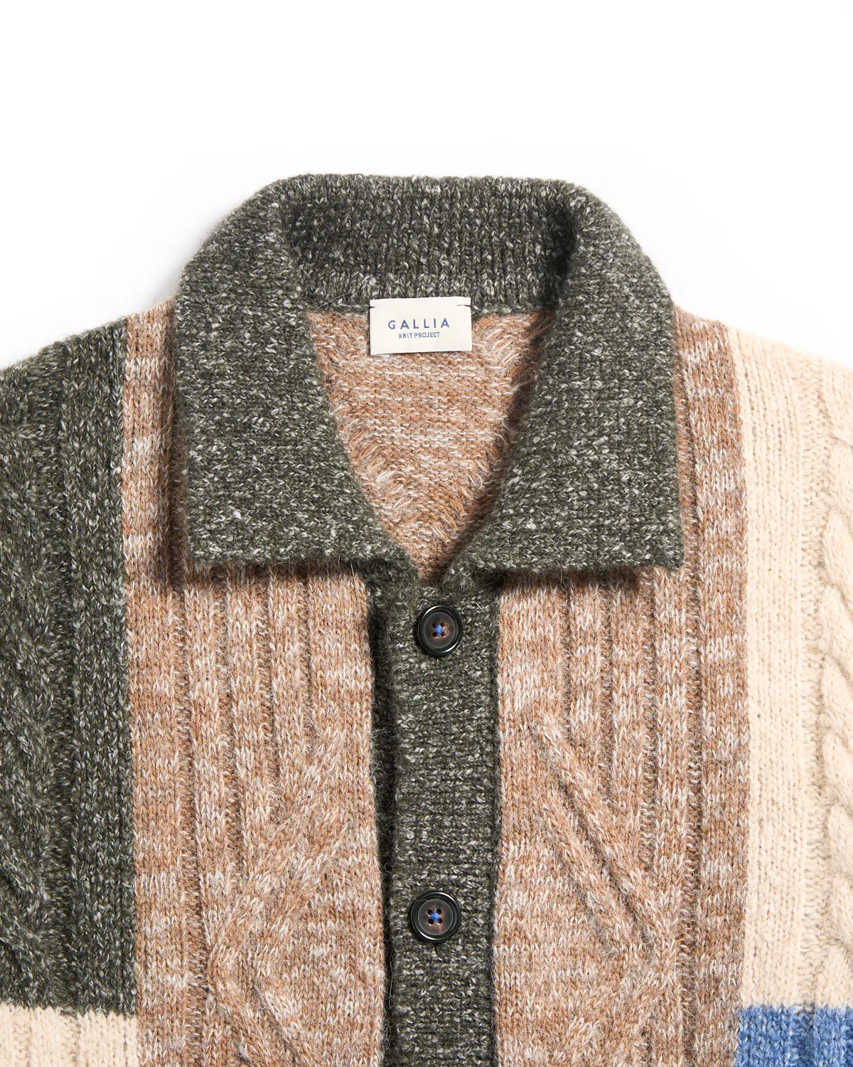 Plush Patchwork Cableknit Cardigan - Image 4