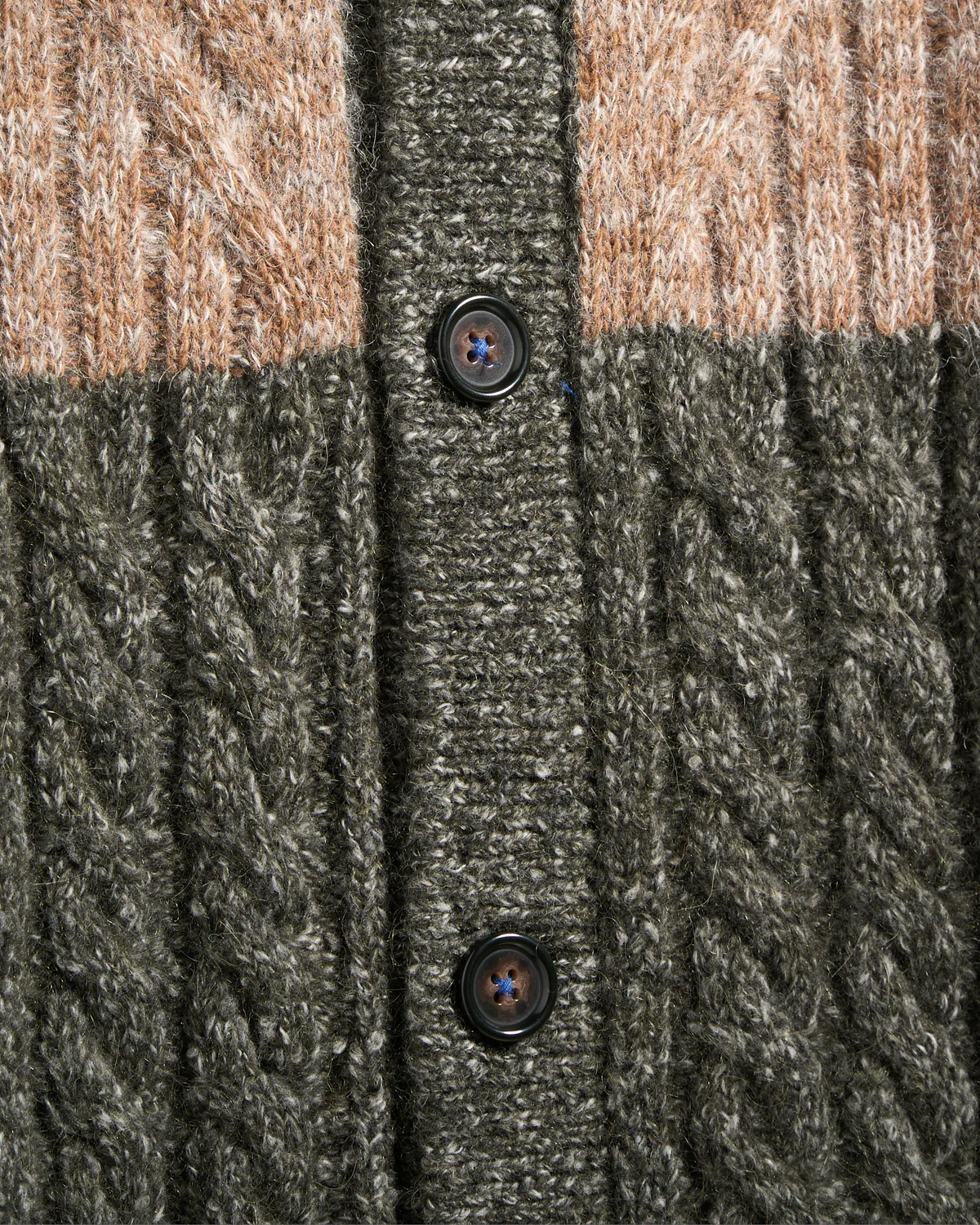Plush Patchwork Cableknit Cardigan - Image 5
