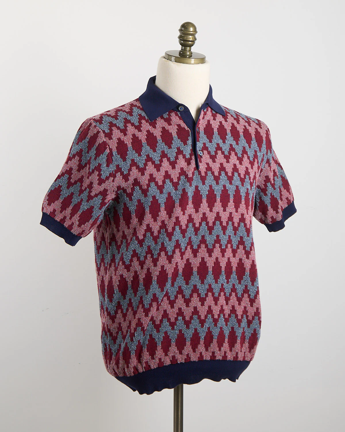 Zig Zag Reverse Knit Geometric Polo