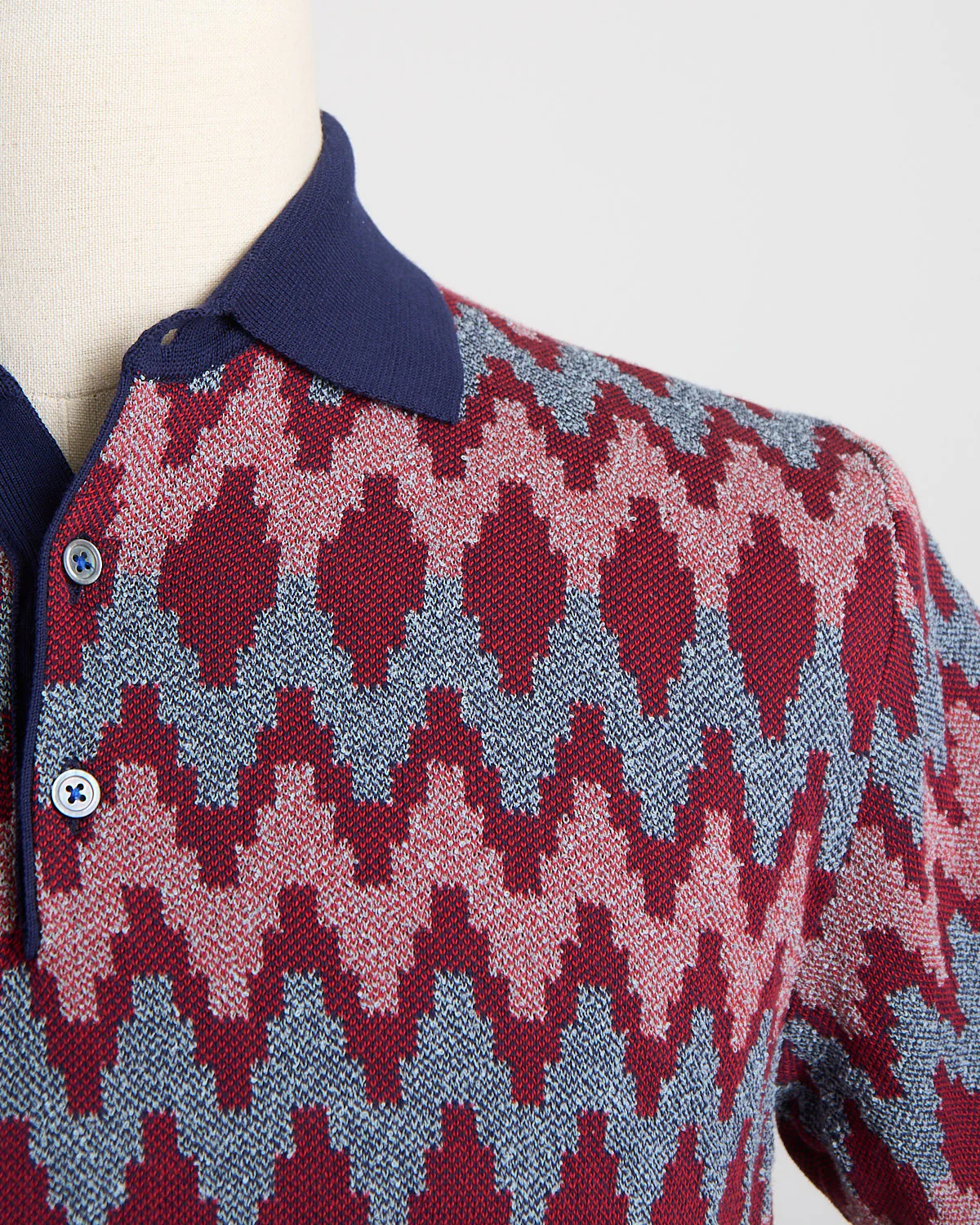 Zig Zag Reverse Knit Geometric Polo - Image 2