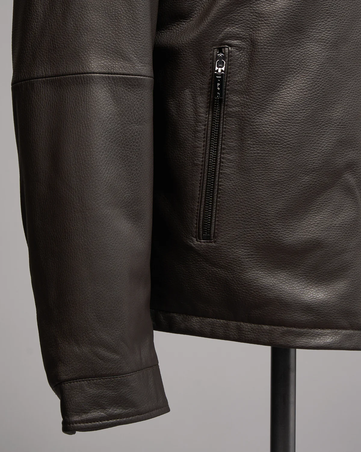 Pebbled Lamb Nappa Leather Bomber Jacket - Image 3