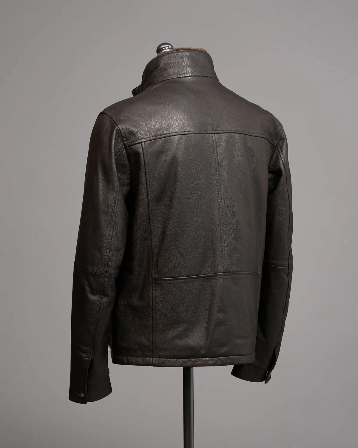 Pebbled Lamb Nappa Leather Bomber Jacket - Image 4