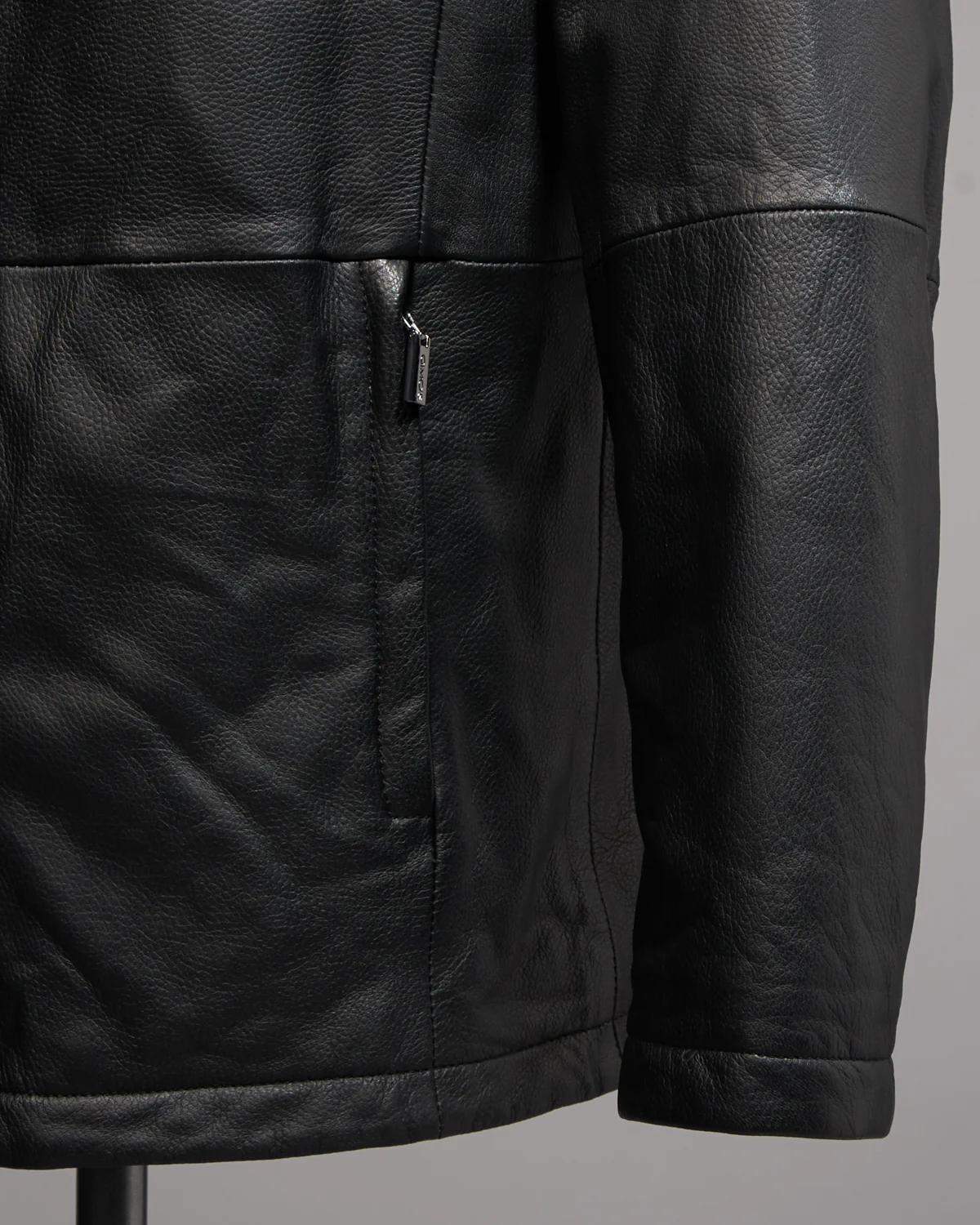 Pebbled Lamb Nappa Leather Hooded Jacket - Image 3