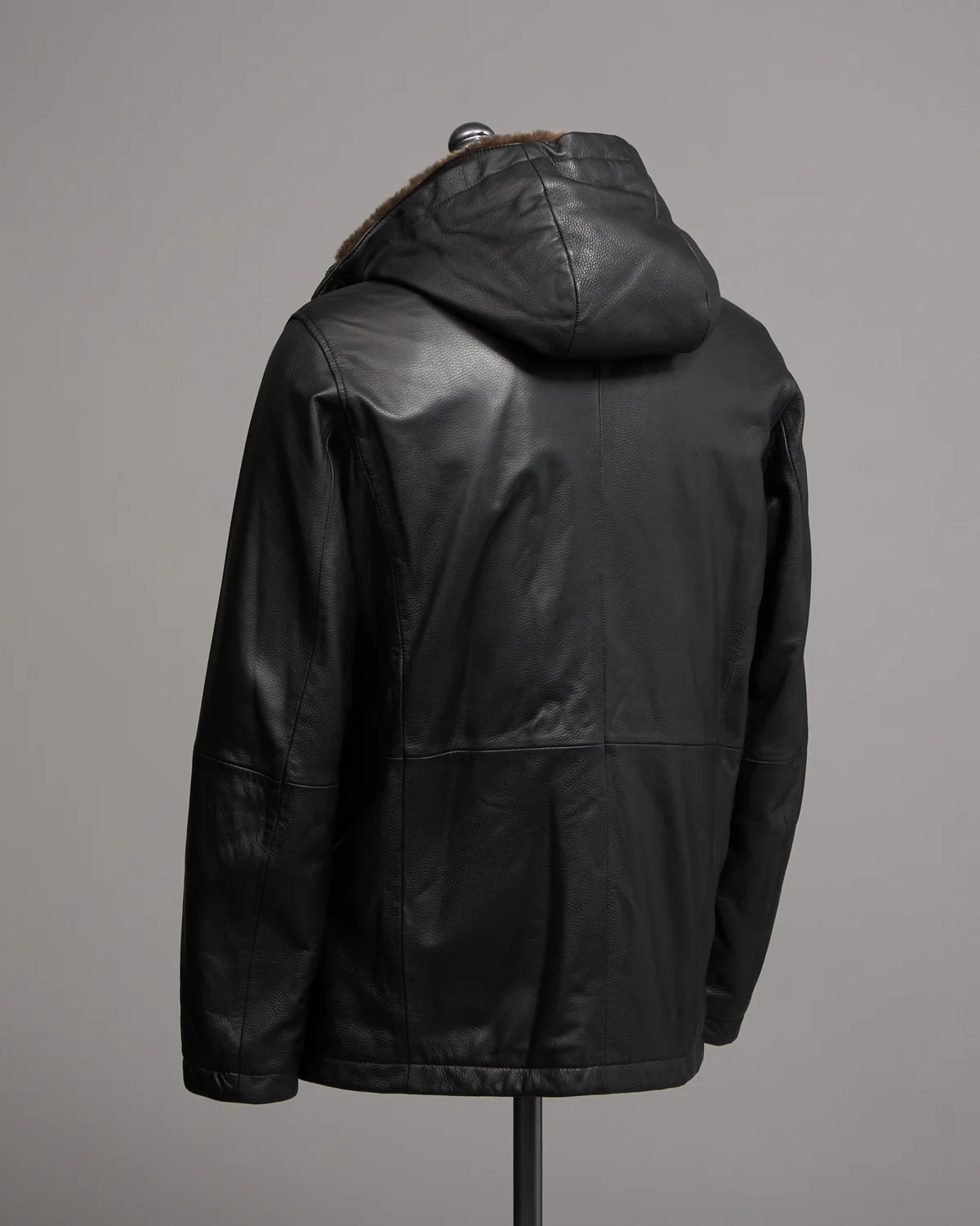 Pebbled Lamb Nappa Leather Hooded Jacket - Image 4