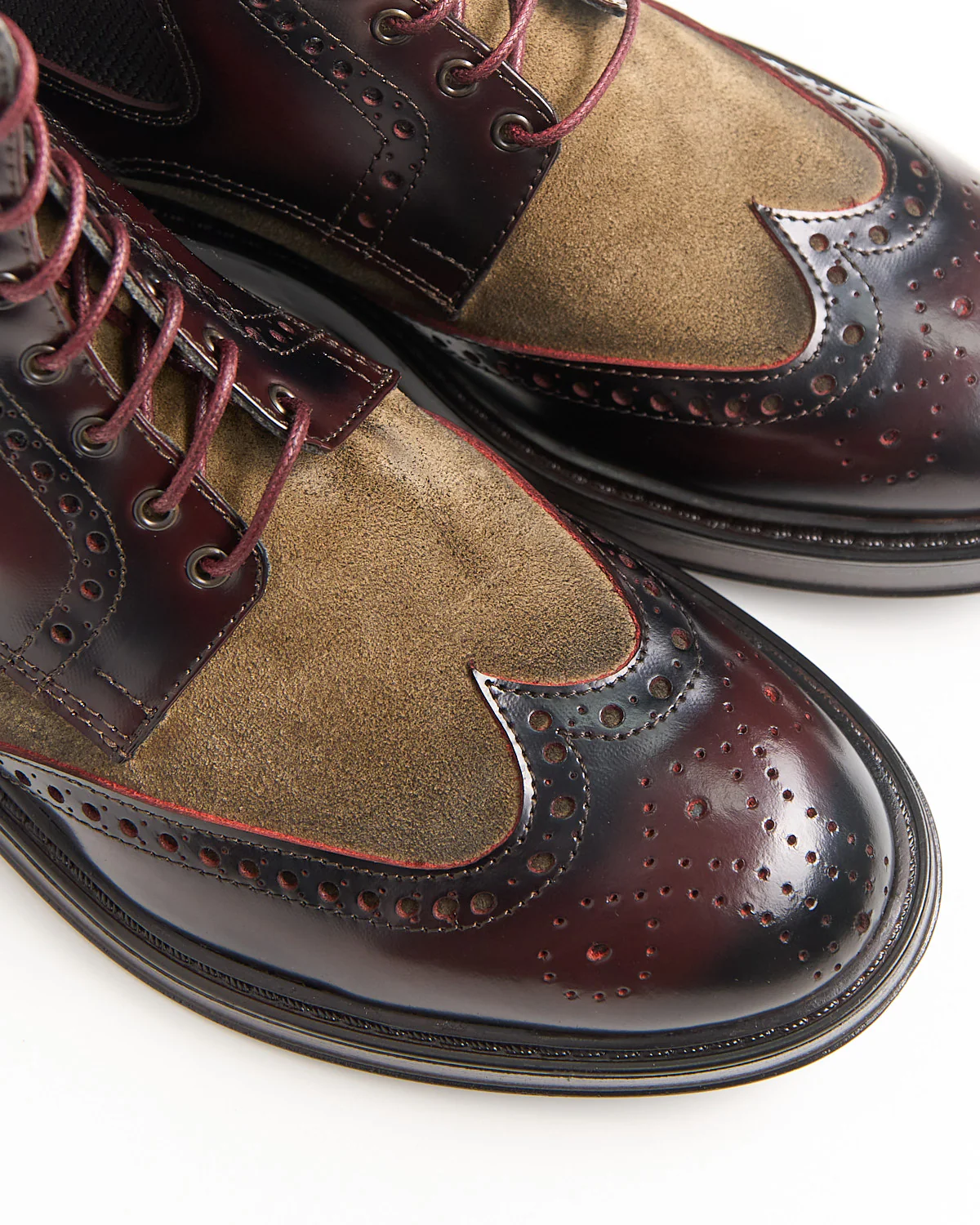 Leather & Suede Wingtip Boots - Image 2