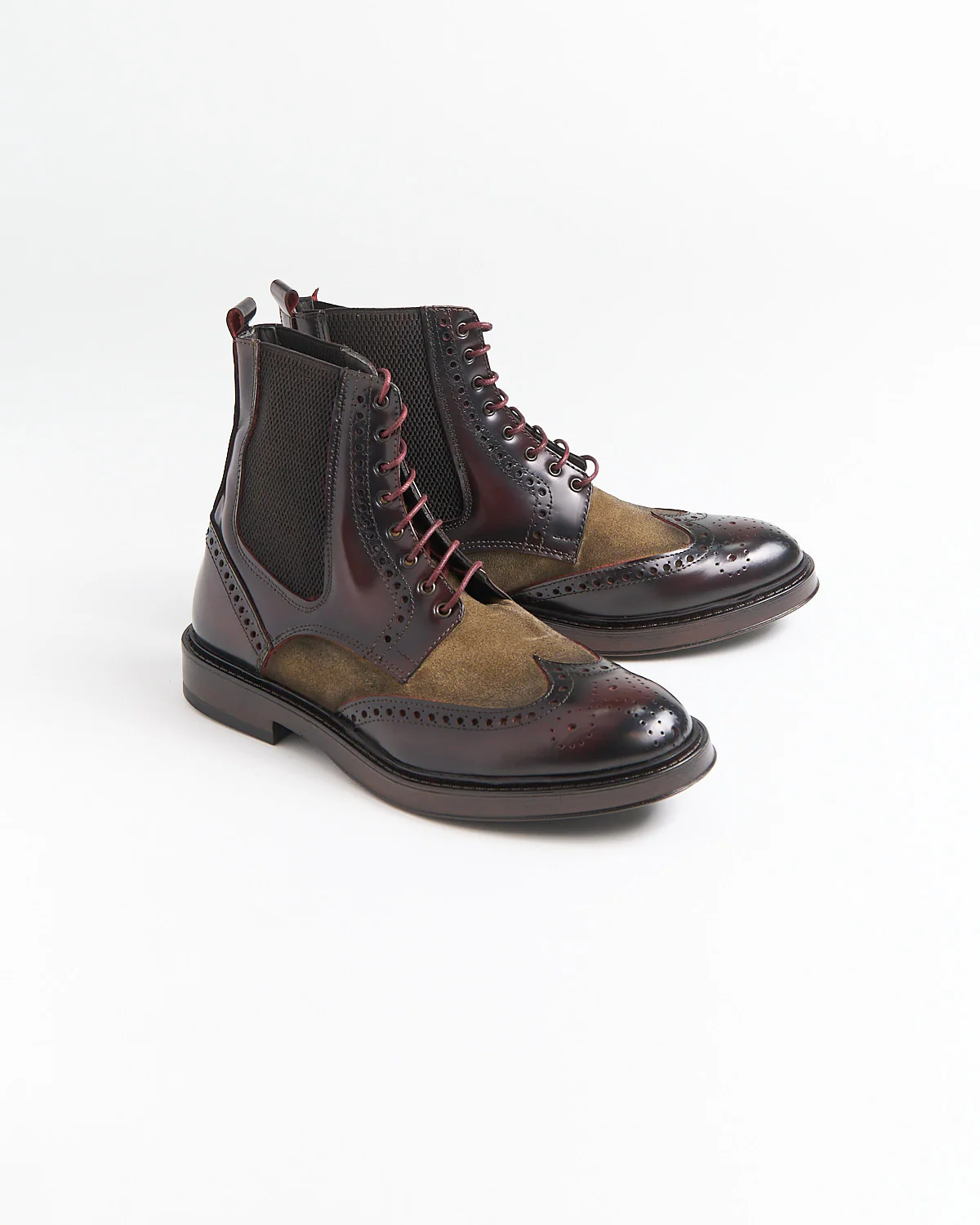 Leather & Suede Wingtip Boots - Image 3