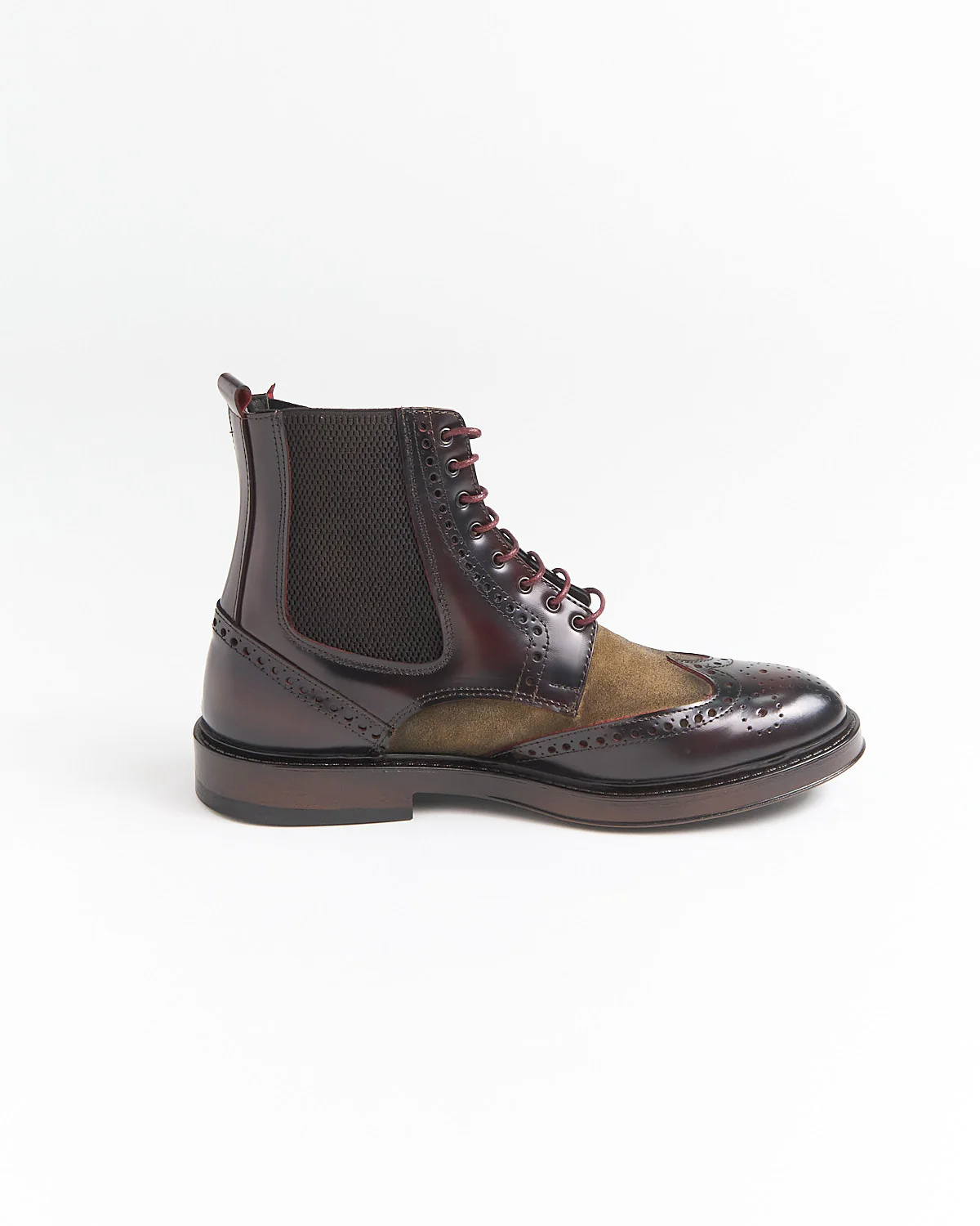 Leather & Suede Wingtip Boots - Image 4