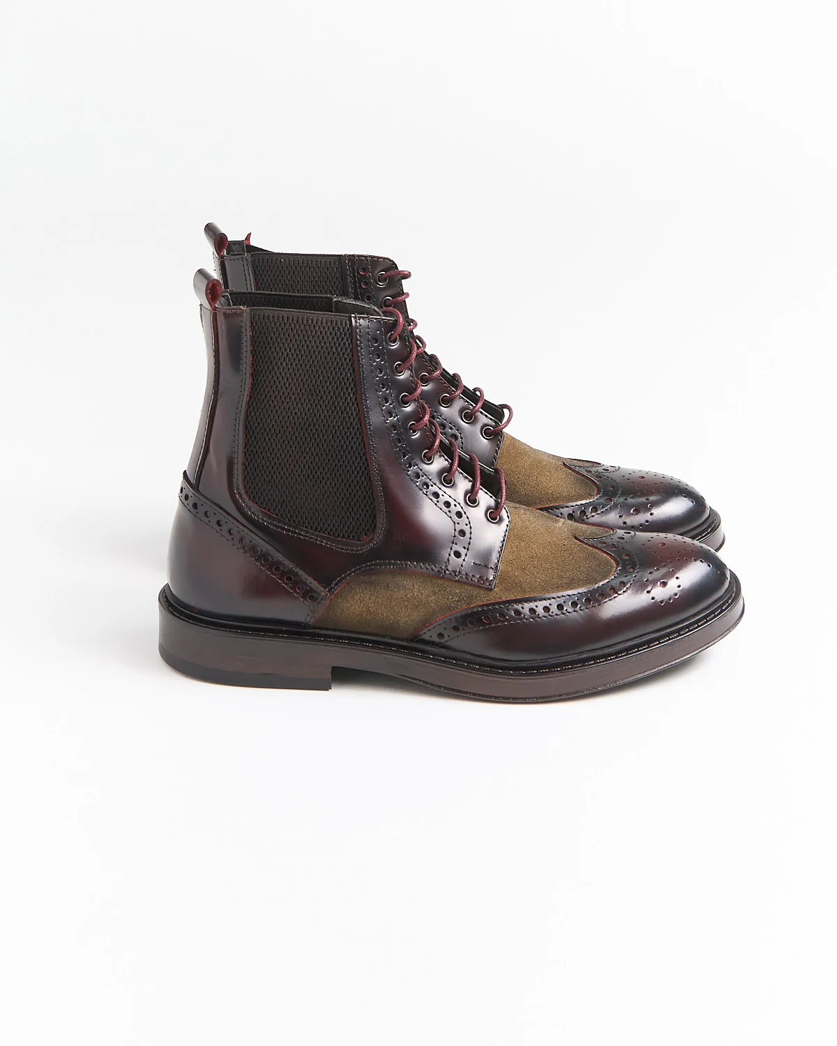 Leather & Suede Wingtip Boots - Image 5