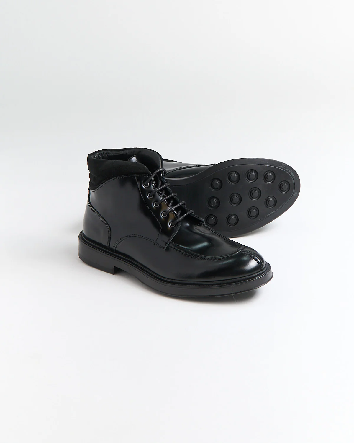 Polished Leather Hybrid Split Toe Boots