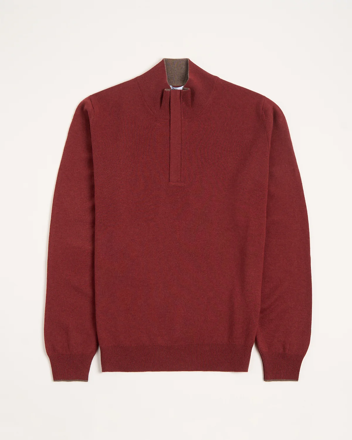 Mock Zip Wool Sweater With Elbow Patch