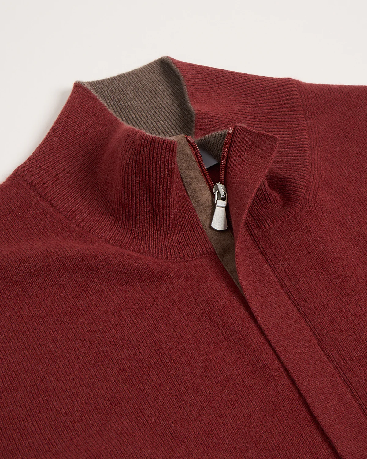 Mock Zip Wool Sweater With Elbow Patch - Image 2