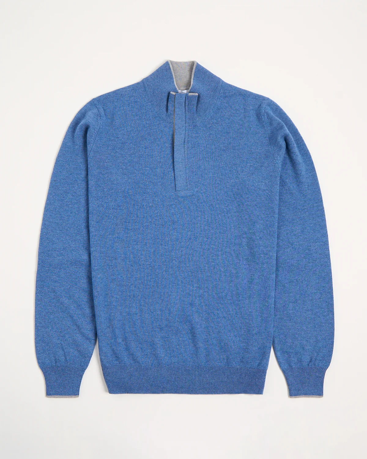 Mock Zip Wool Sweater With Elbow Patch