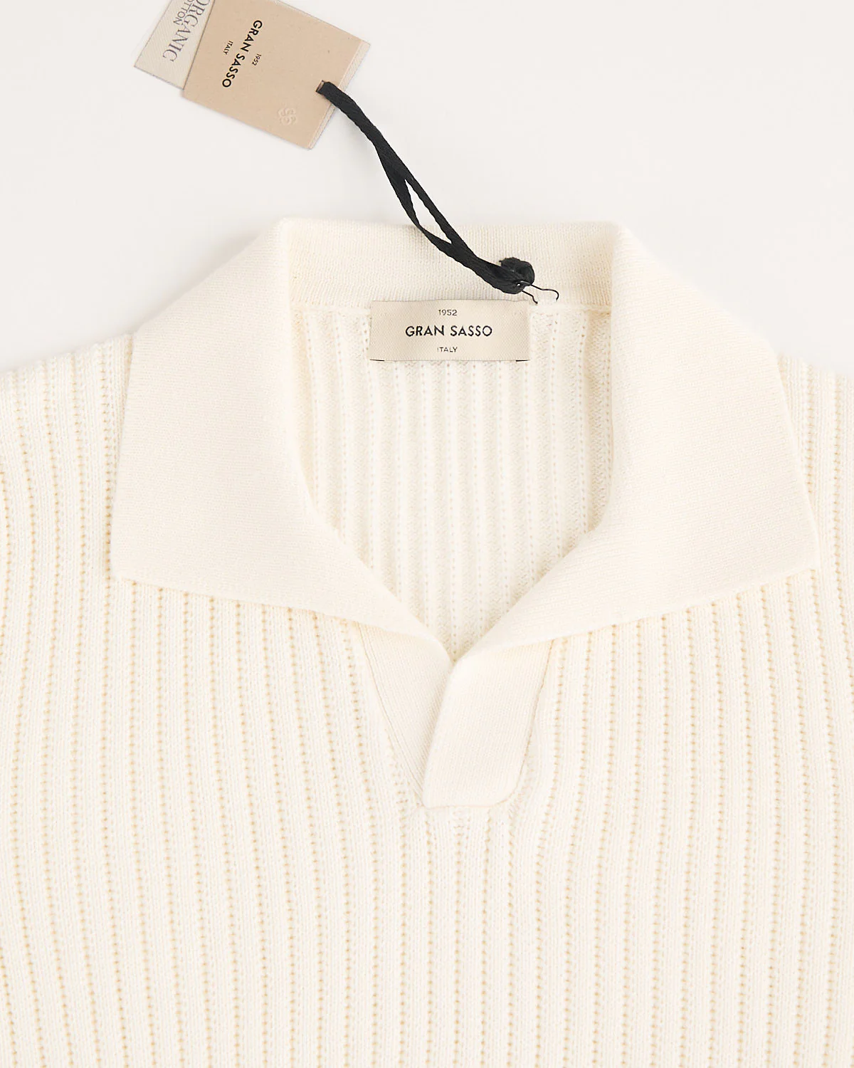 Pearl Stitch Ribbed Johnny Collar Polo - Image 2