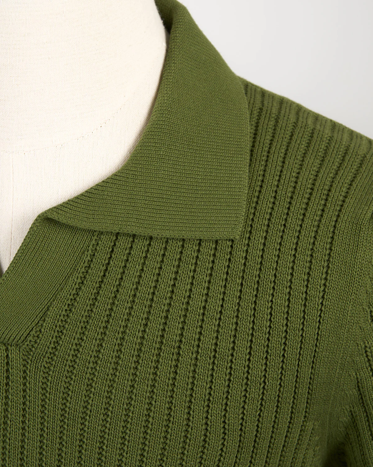 Pearl Stitch Ribbed Johnny Collar Polo - Image 2