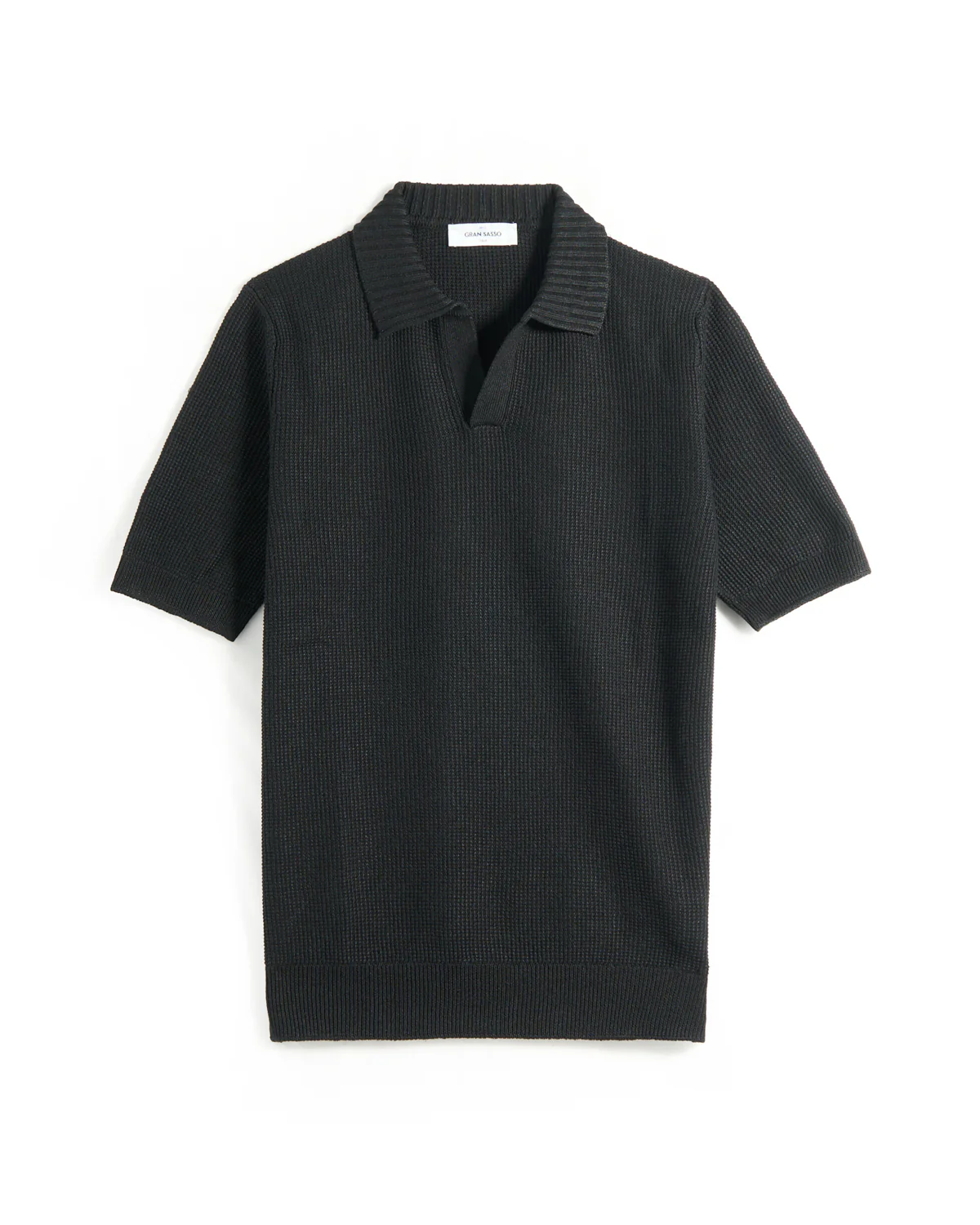 Waffleknit Cotton & Linen Johnny Collar Polo